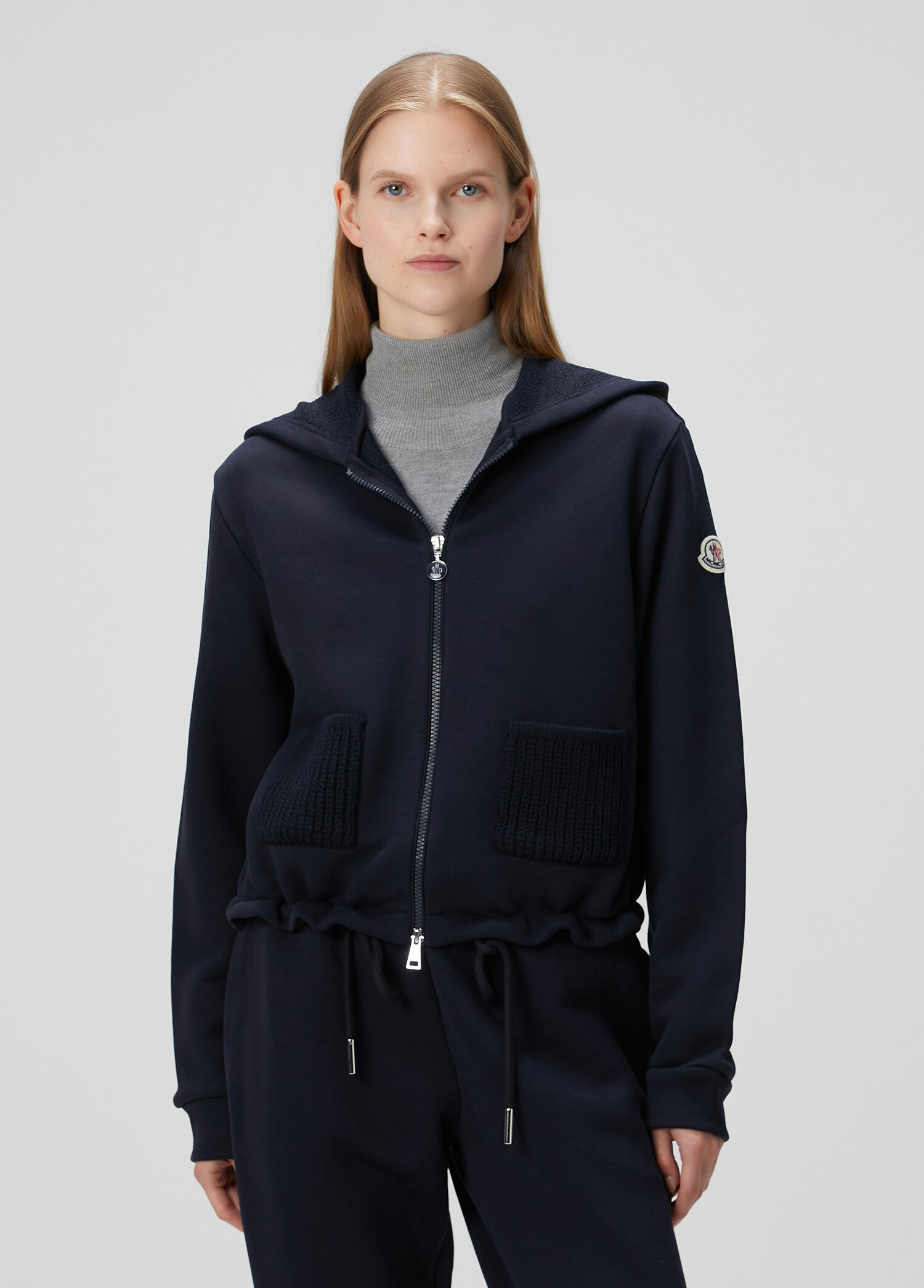 Lacivert Kapüşonlu Fermuarlı Sweatshirt