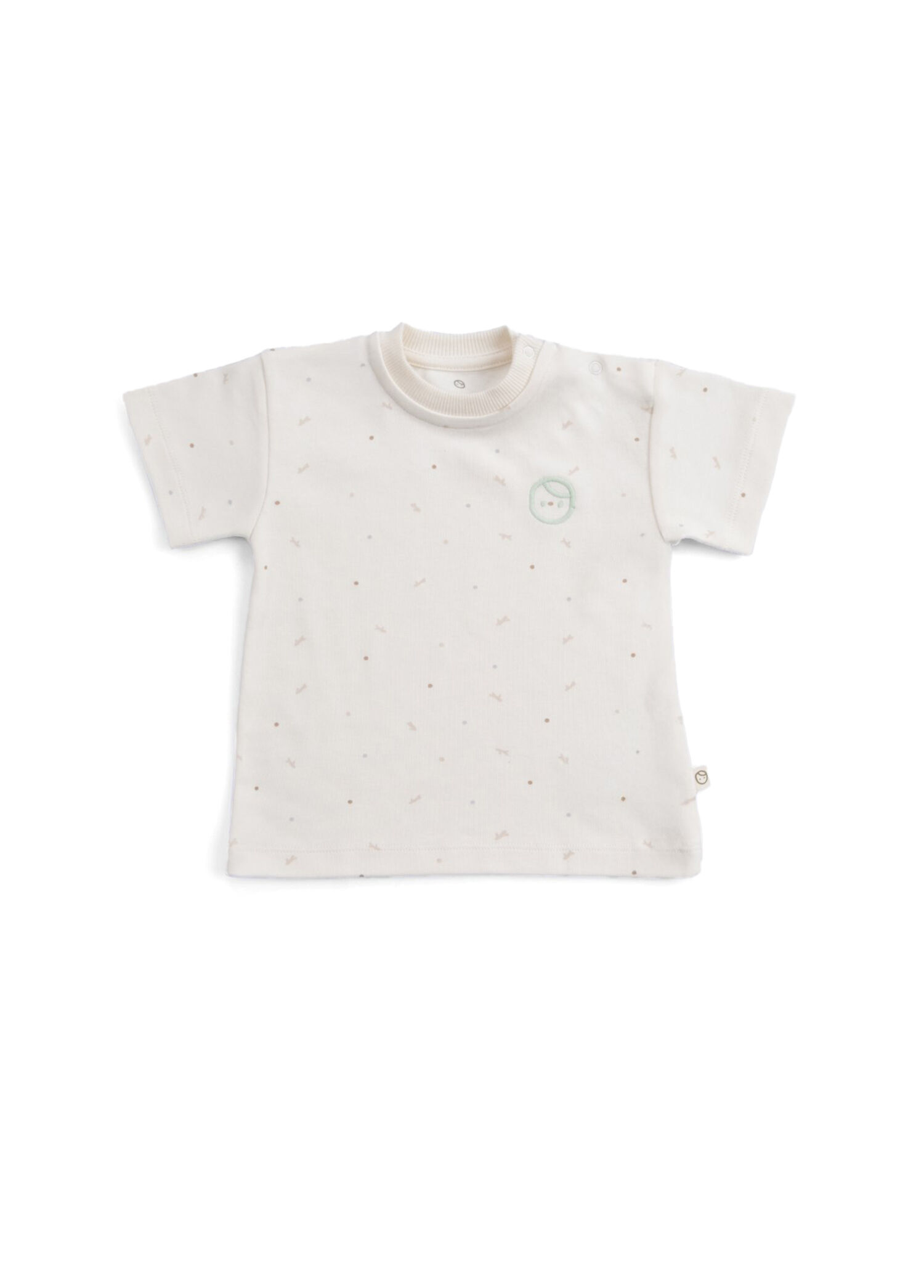 Ekru Organik Pamuk Twig Desenli Unisex Bebek T-Shirt