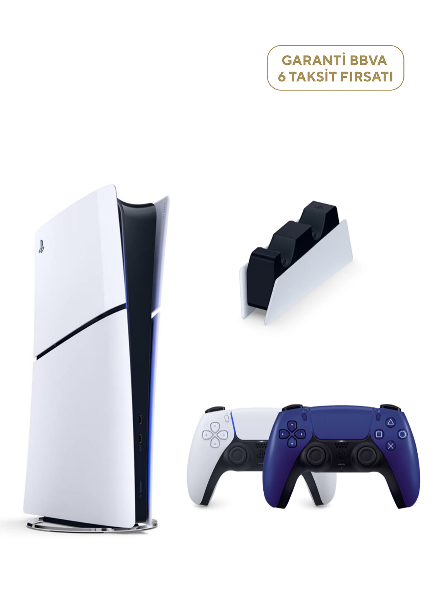 PlayStation 5 Slim Digital Edition 825 GB SSD Oyun Konsolu + 2. PS5 Cobalt Blue + PS5 Şarj İstasyonu (Yeni Sürüm)