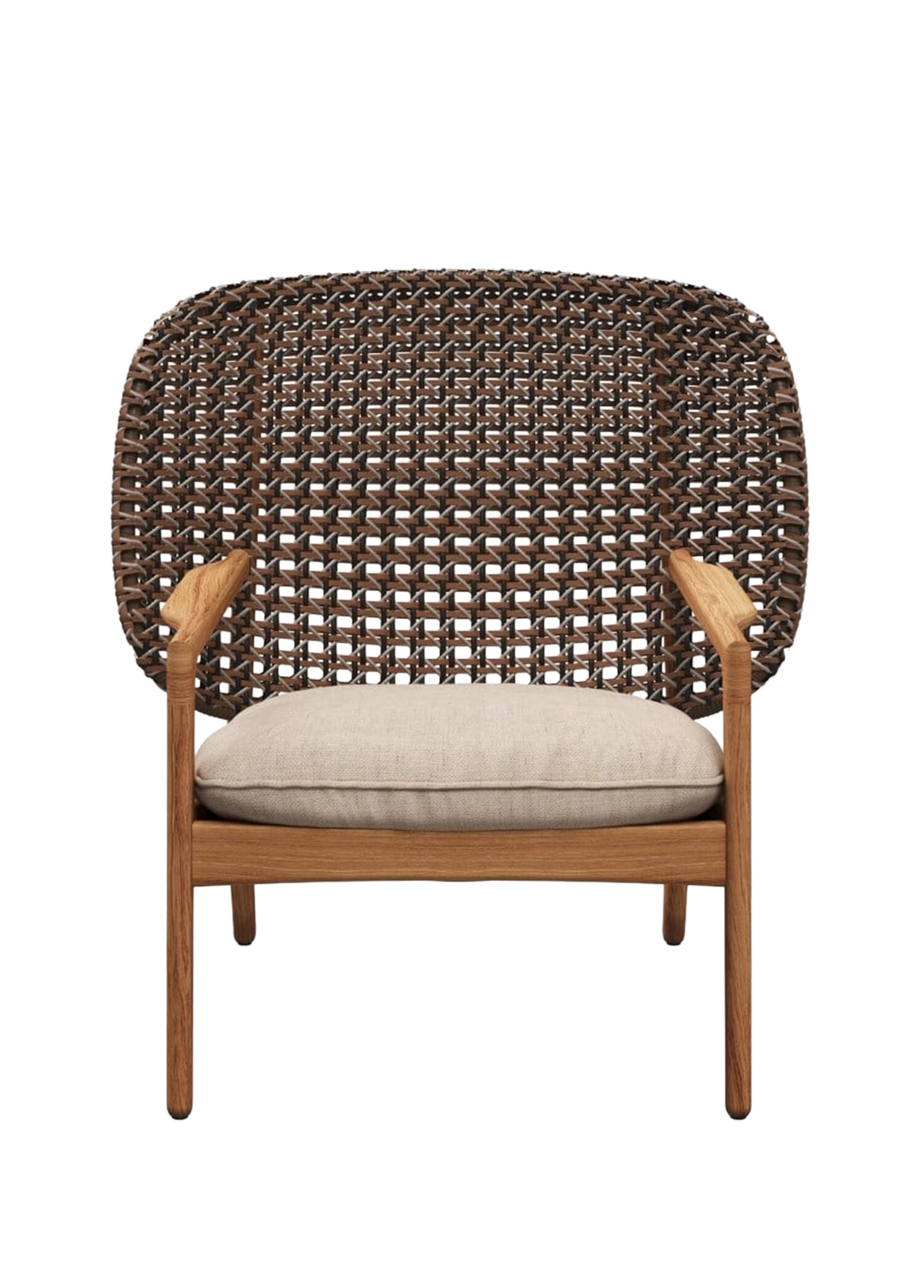 Kay Brindle Wicker Alçak Sırtlı Siyah Teak Ağacı Bahçe Koltuğu