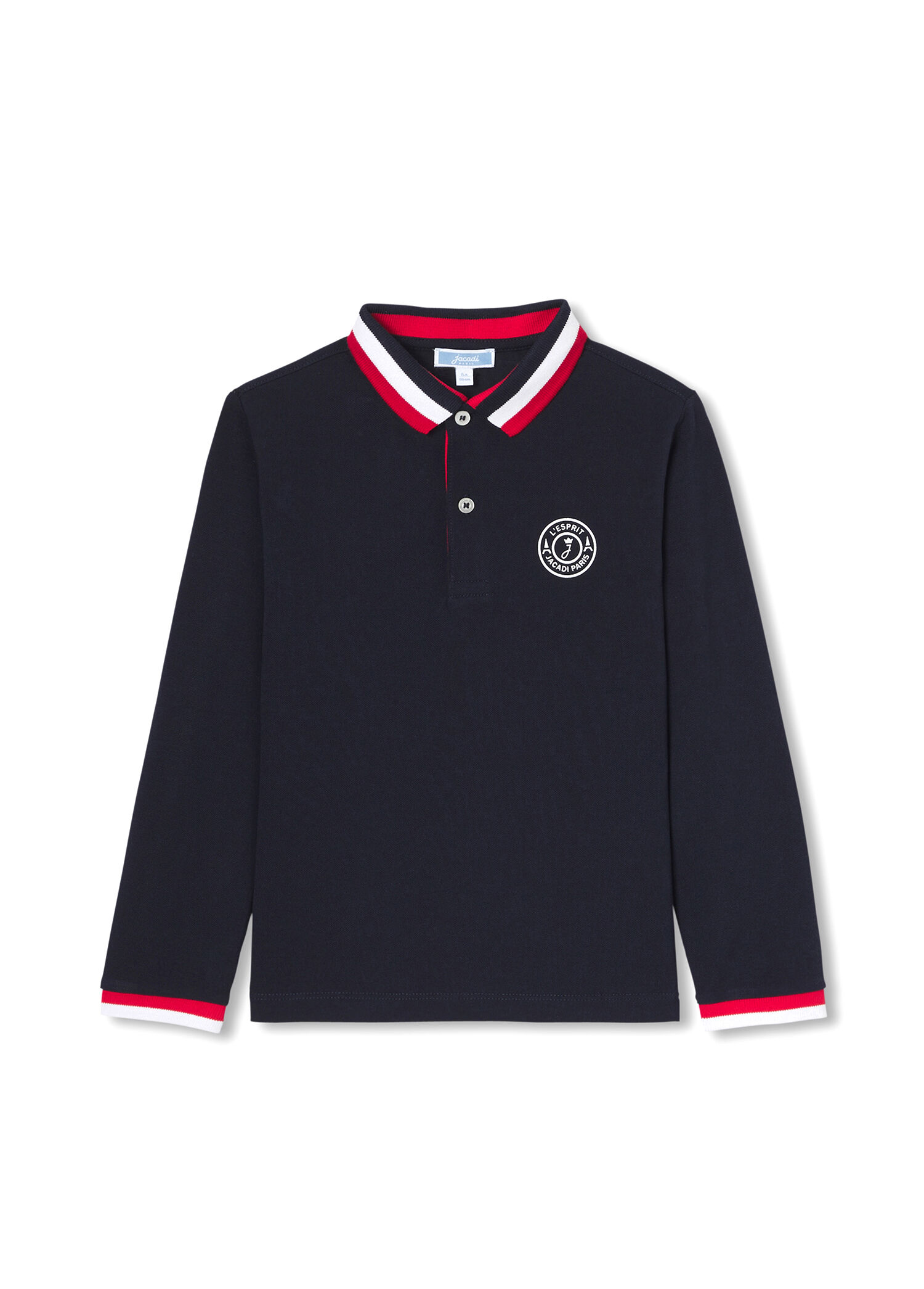 Lacivert Pamuklu Pike Polo Yaka Uzun Kollu Erkek Çocuk Sweatshirt
