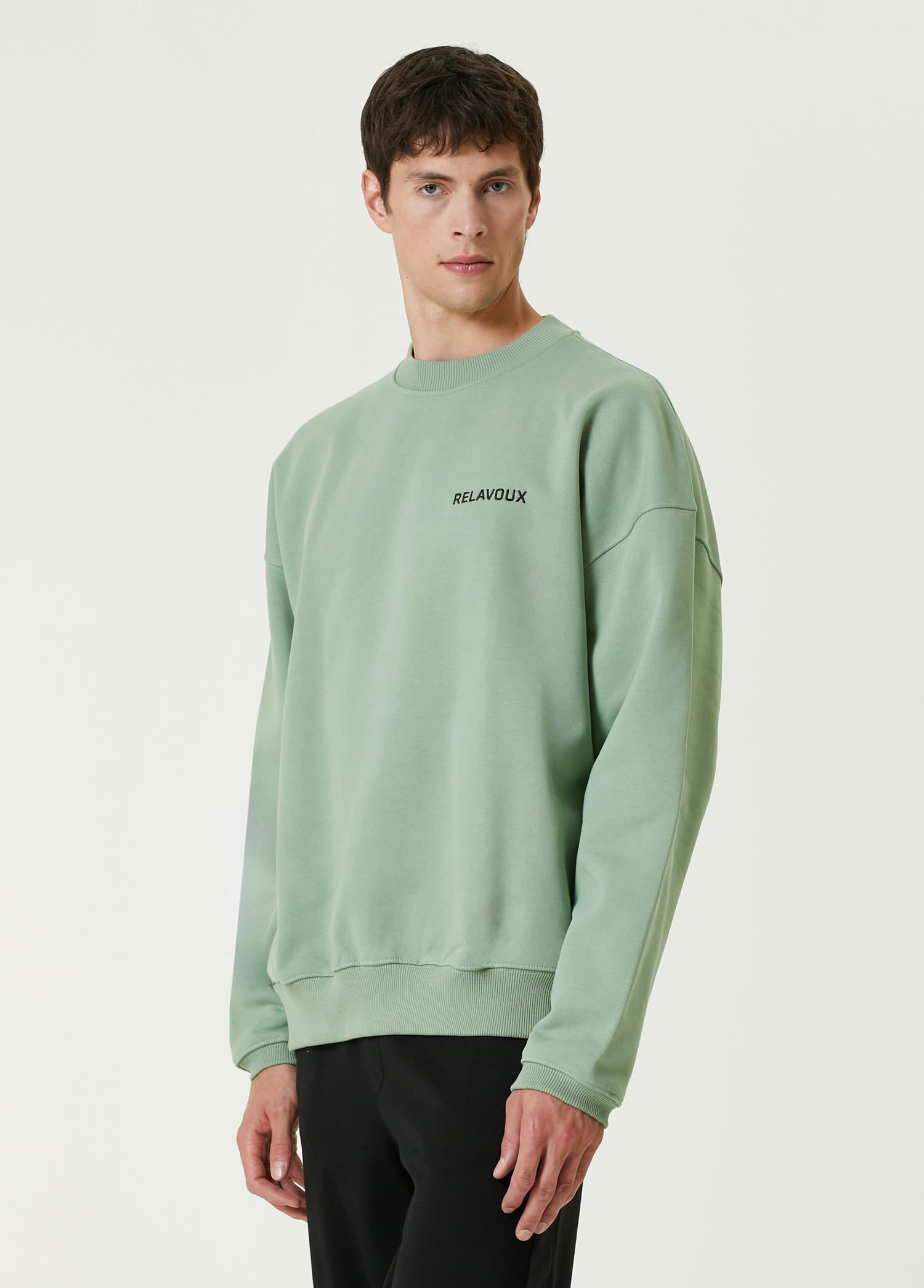 RLVX 202 Yeşil Logolu Organik Pamuk Sweatshirt