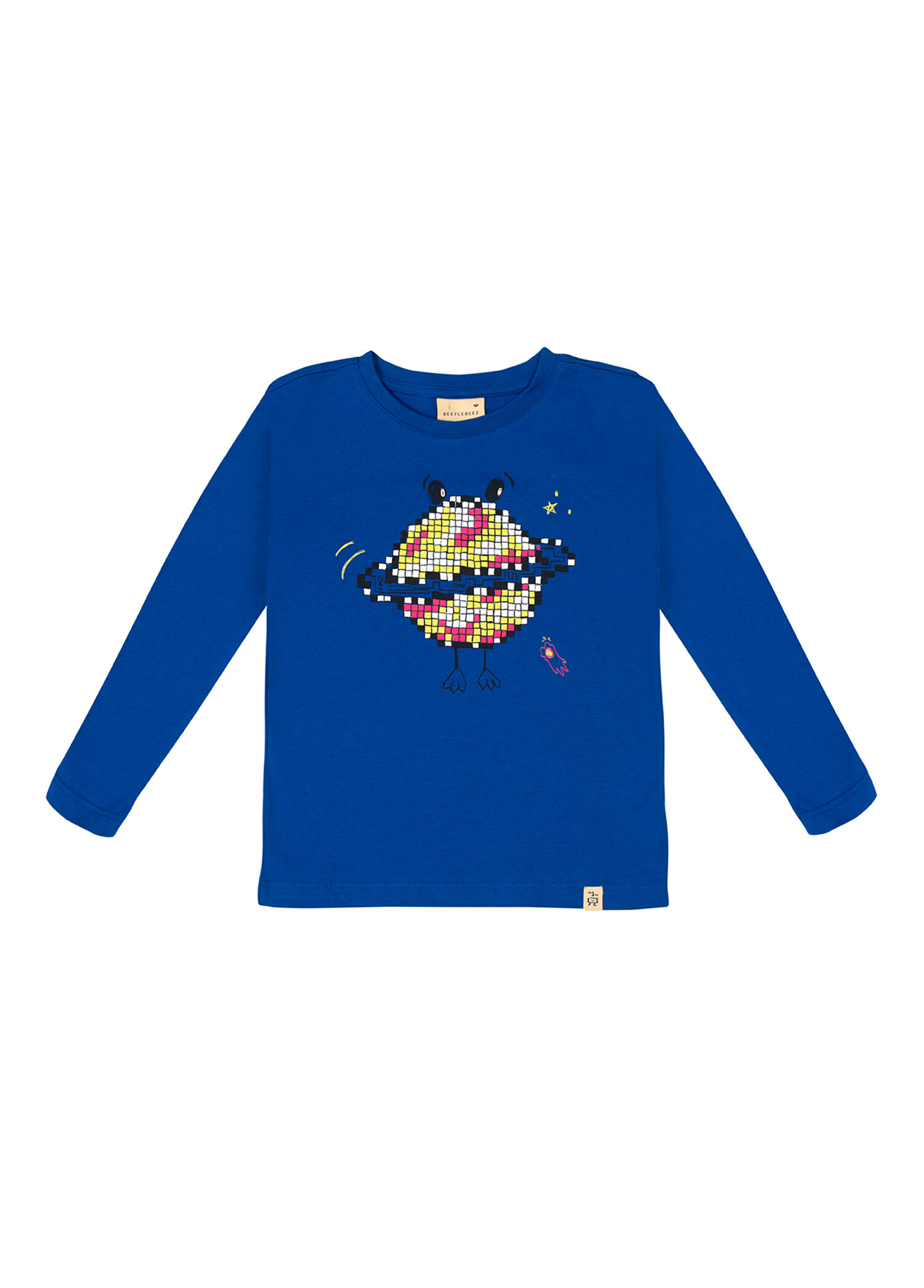 Dancing Planet Baskılı Mavi Uzun Kollu Erkek Çocuk T-Shirt