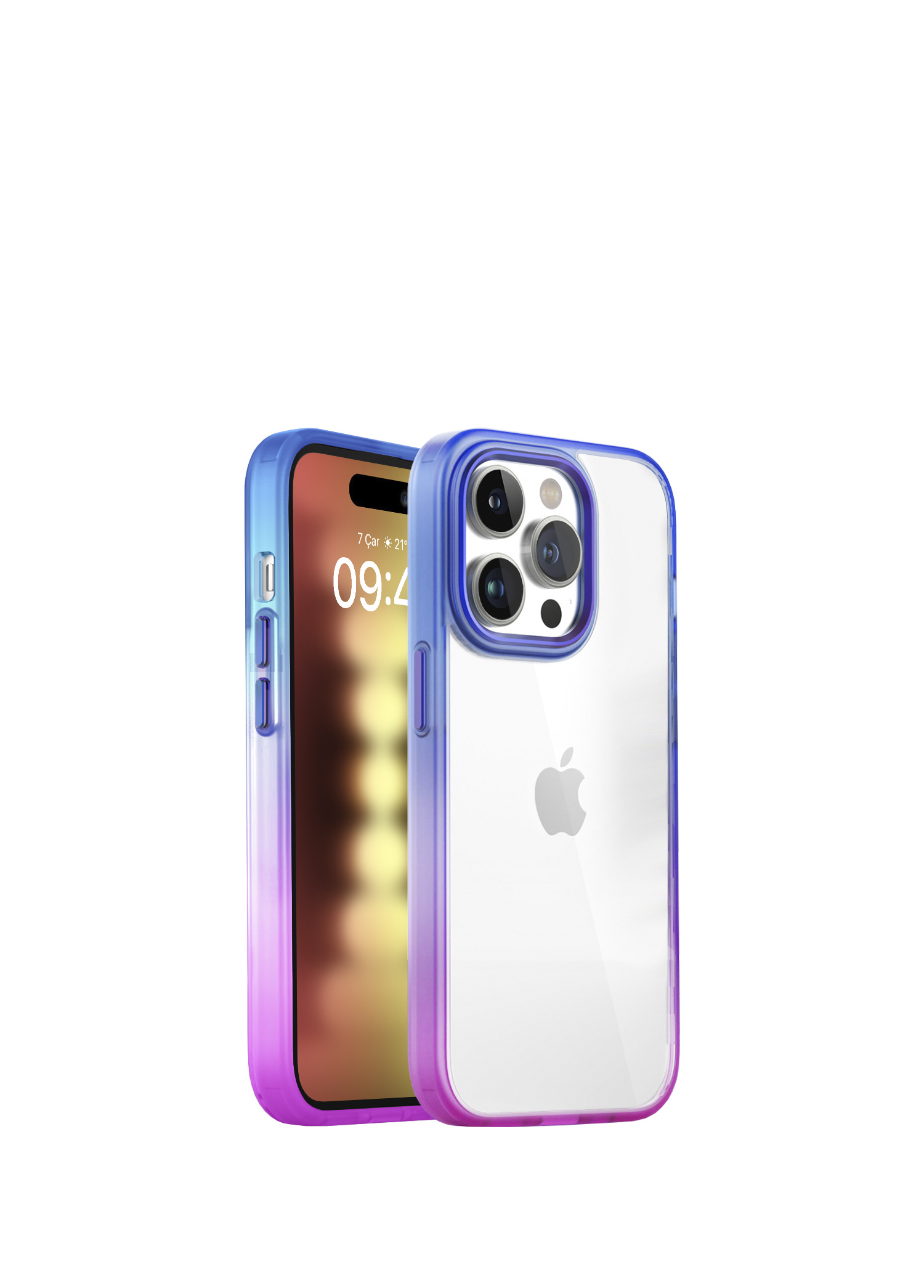 iPhone 15 Pro Air Bumper Rainbow Pink Blue Plastik Kılıf