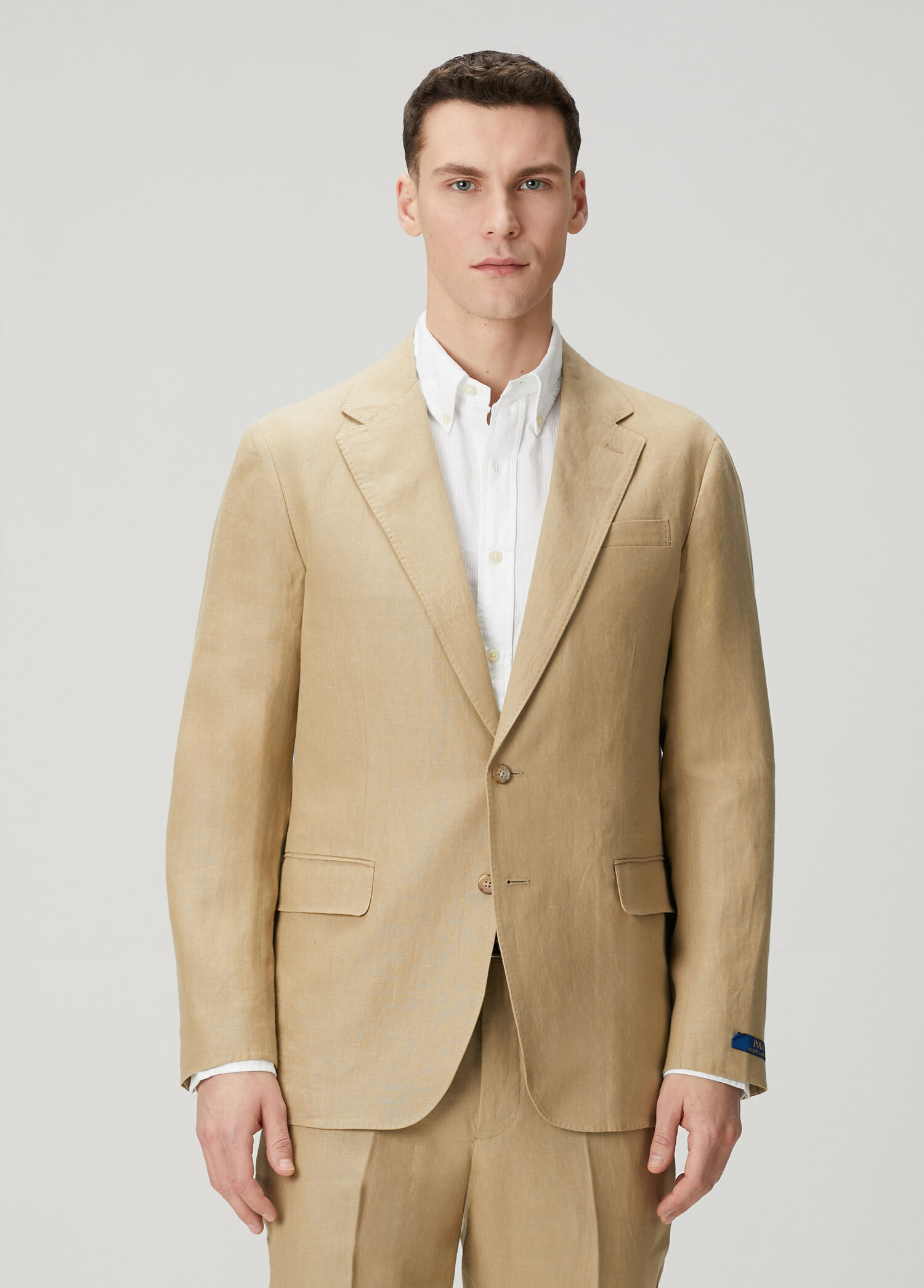 Modern Fit Bej Keten Ceket