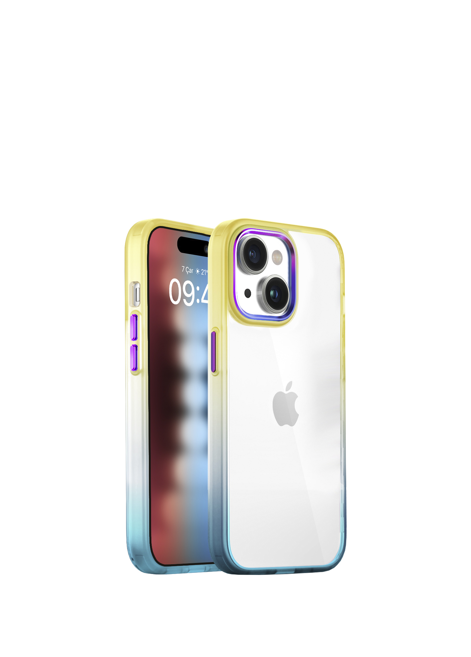 iPhone 15 Air Bumper Rainbow Yellow Green Plastik Kılıf