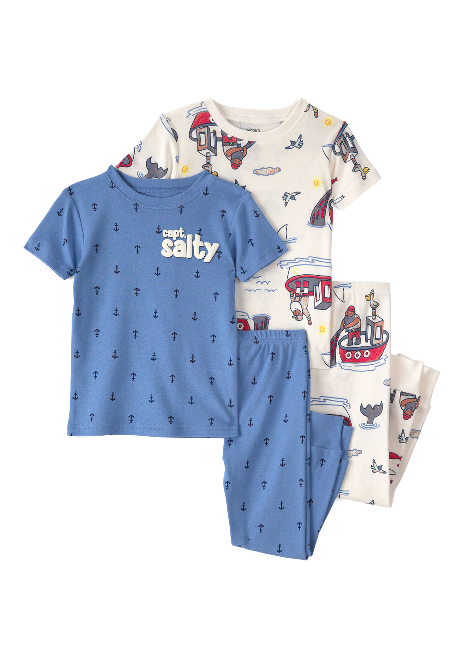 Renkli Desenli Kısa Kollu Erkek Bebek 2'li Pijama Takımı