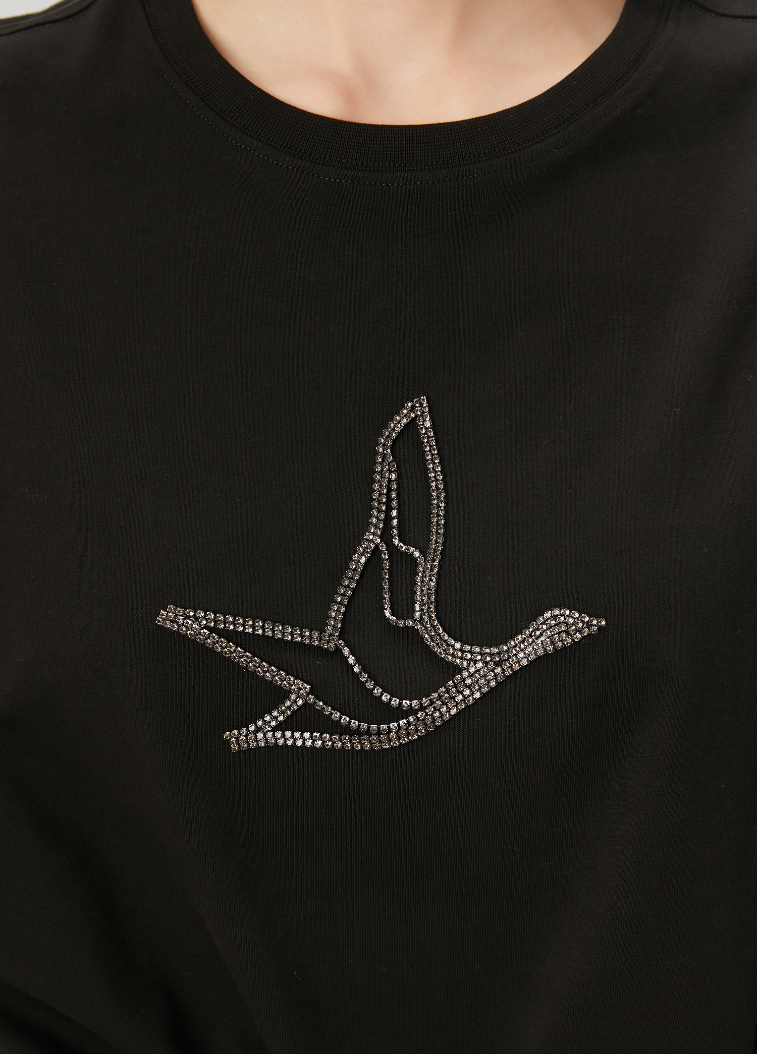 Siyah Taşlı Kaz Logolu T-shirt_5