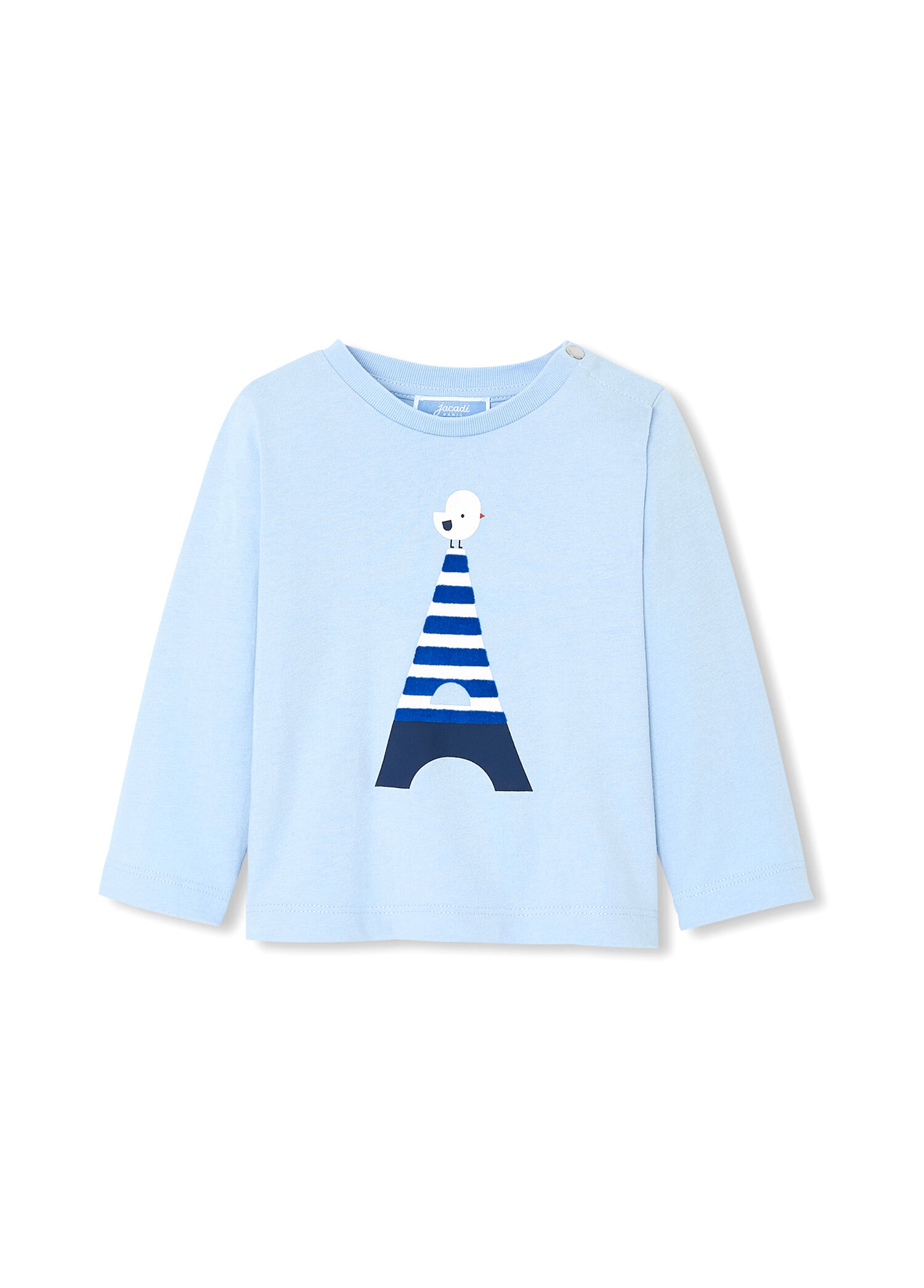 Eyfel Baskılı Açık Mavi Uzun Kollu Erkek Bebek T-shirt