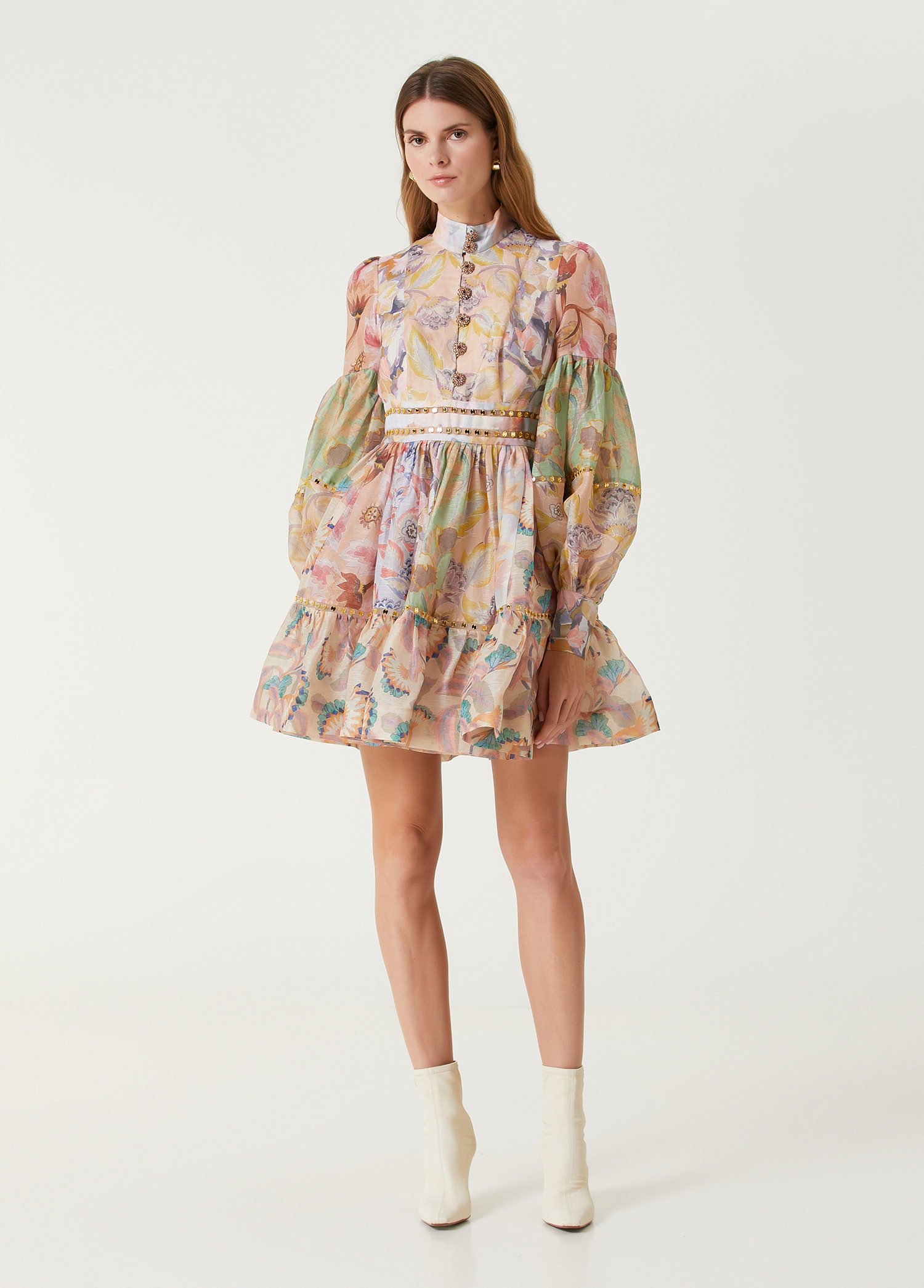 Zimmermann - Illustration Mirror Floral Mini Linen Dress