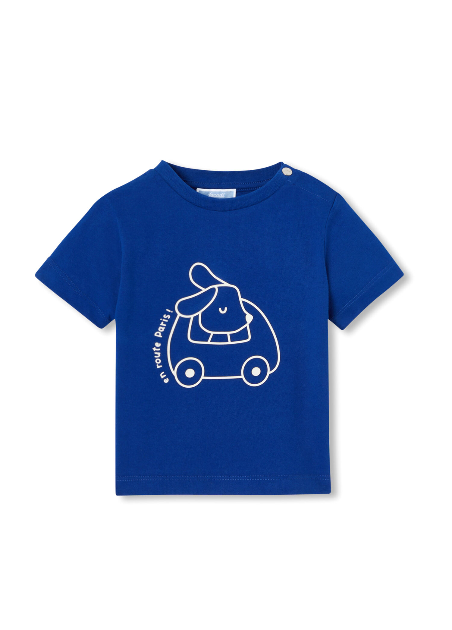 Baskılı Kobalt Mavi Kısa Kollu Erkek Bebek T-Shirt