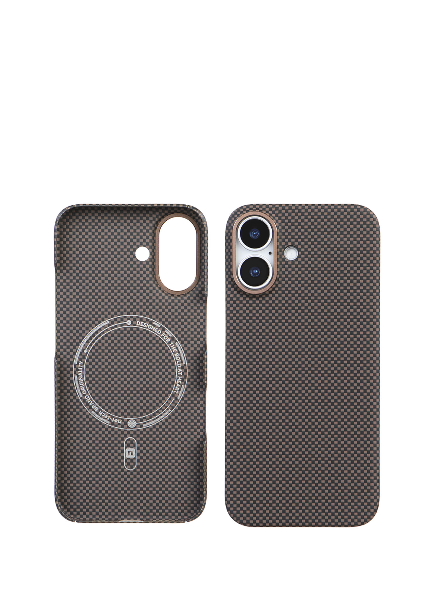 iPhone 16 Kamera Korumalı Premium Karbon Fiber MagSafe Uyumlu Kahverengi Telefon Kılıfı