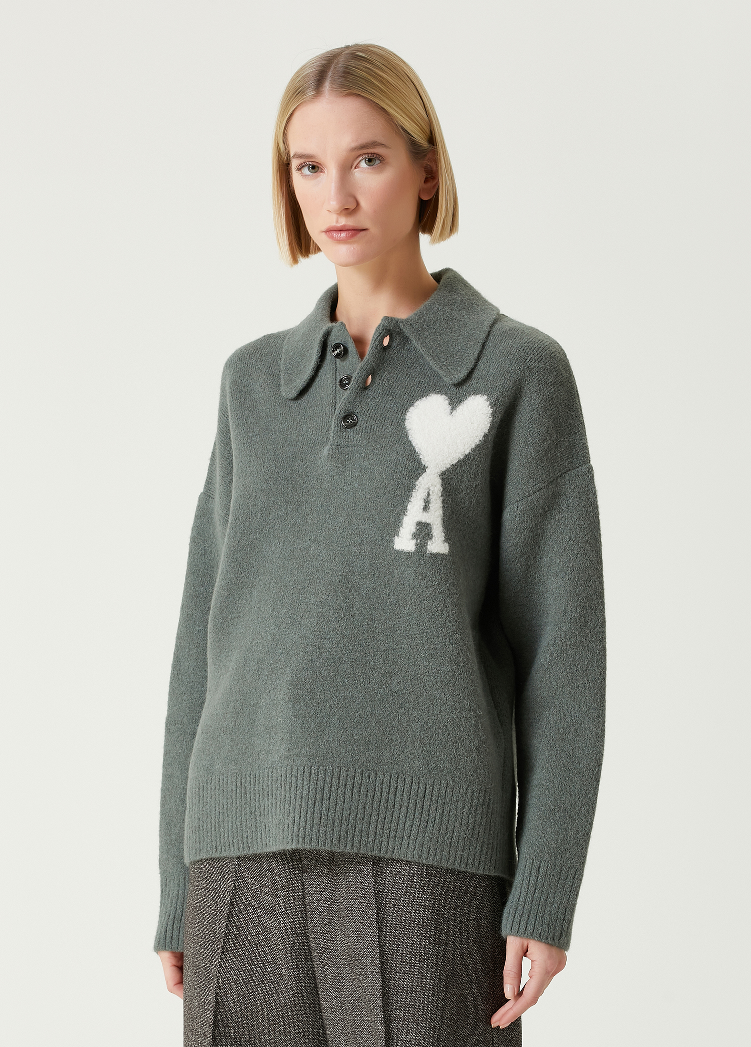 Green Logo Polo Sweater