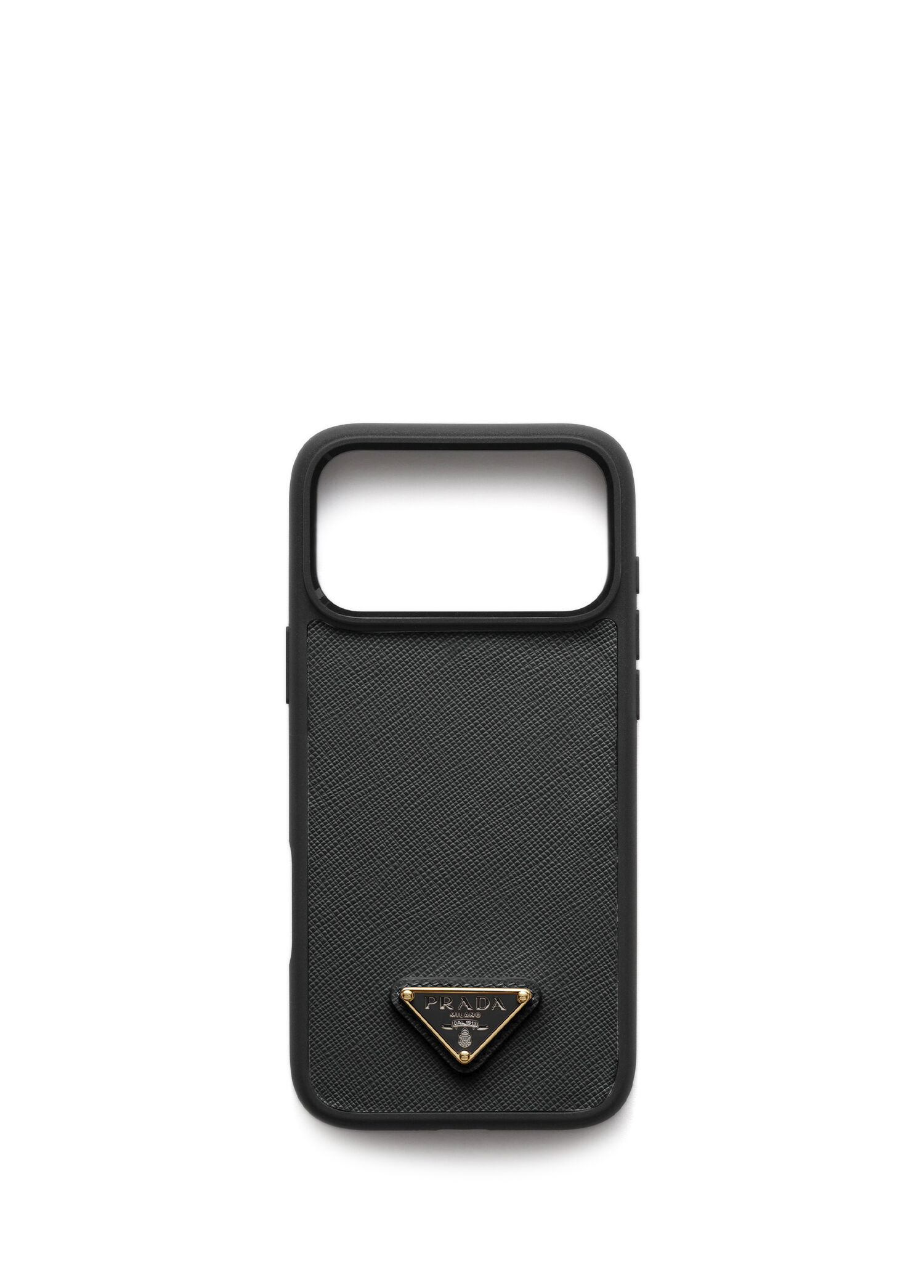 Prada - Saffiano iPhone 17 Pro Siyah Deri Telefon Kılıfı - Siyah