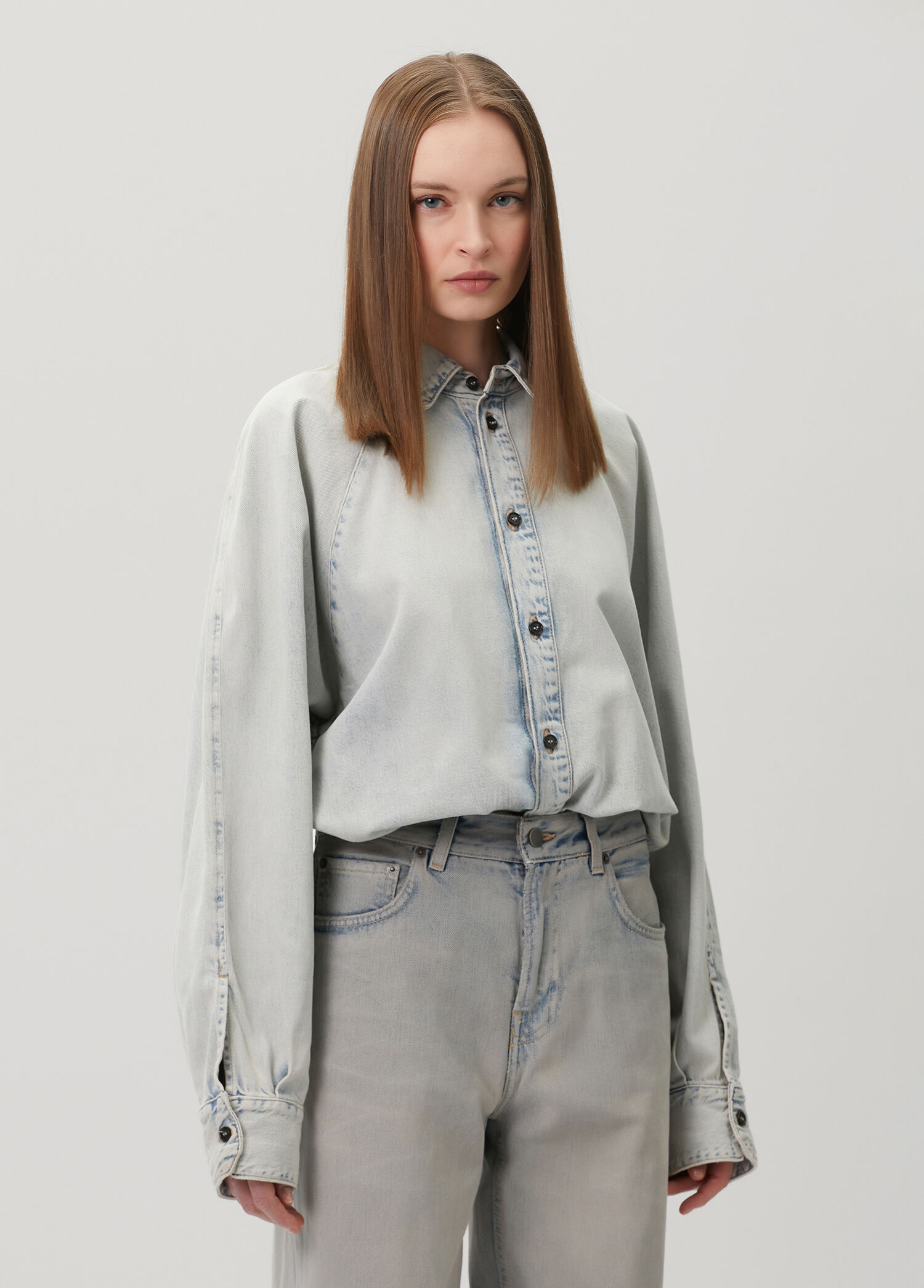 Keira Açık Gri Denim Gömlek