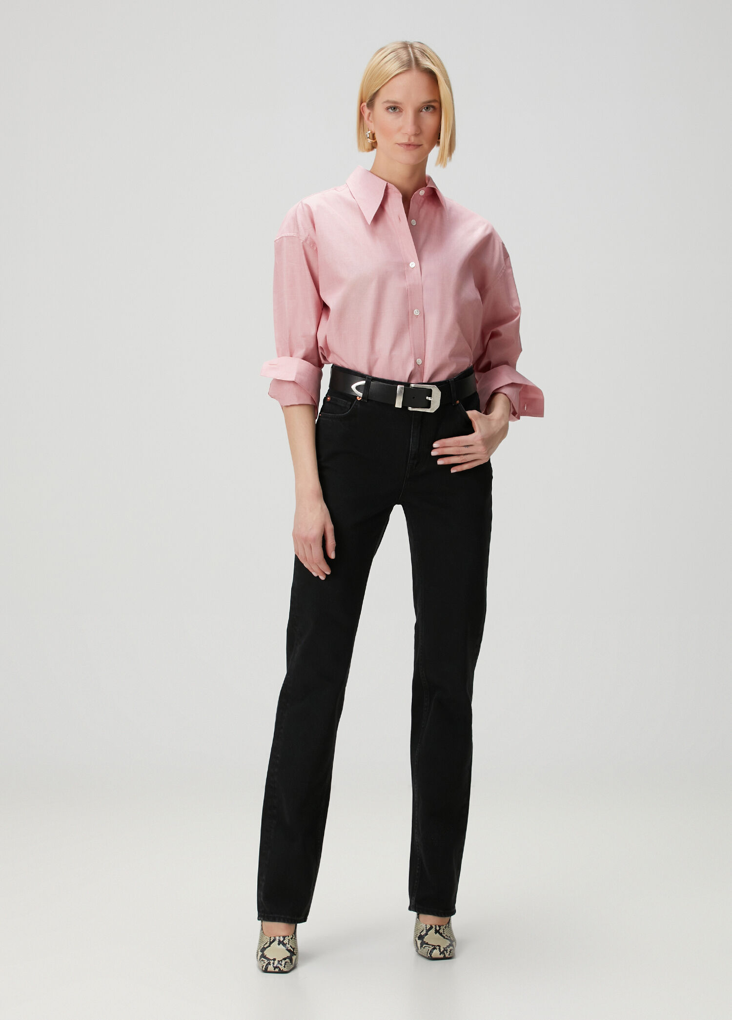 Siyah Straight Leg Jean Pantolon