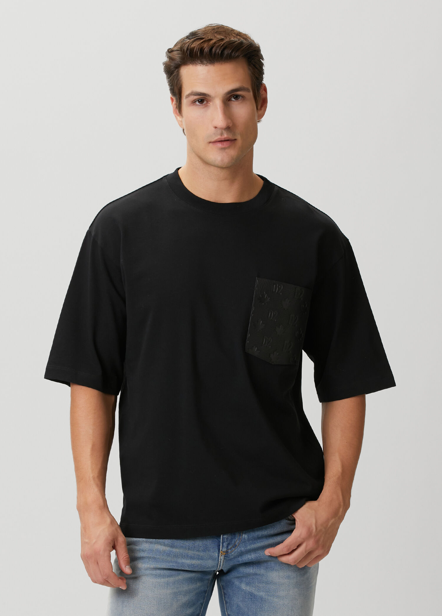 Loose Fit Black Logo Detailed T-Shirt