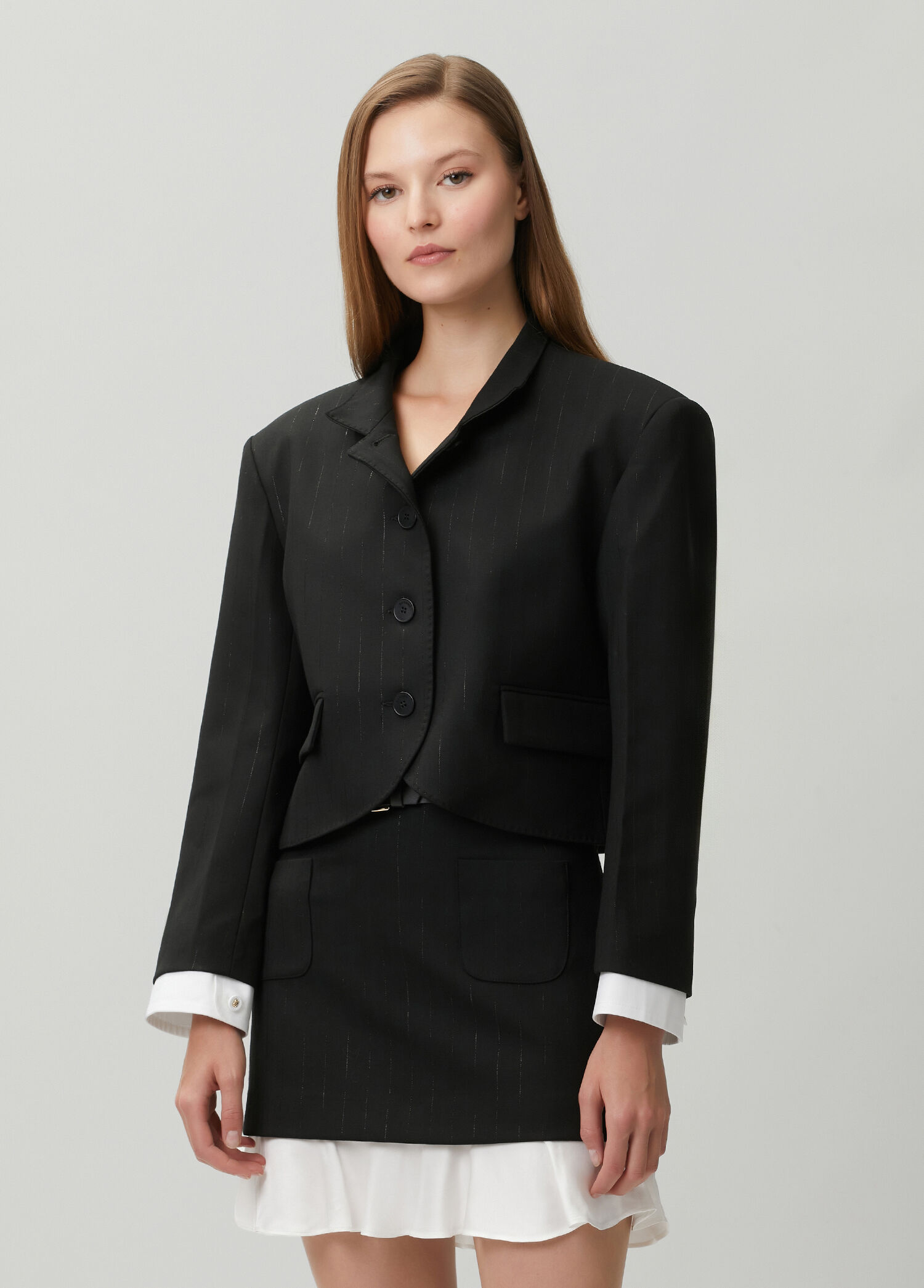 Portivana Black Short Jacket with Sleeve Details