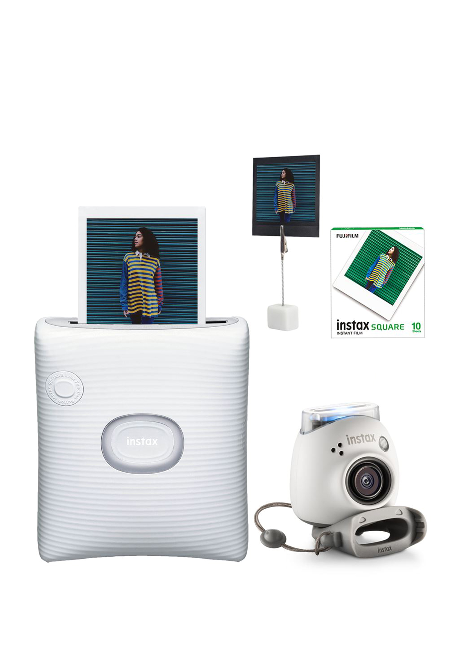 Instax Square Link Beyaz Akıllı Telefon Yazıcısı + Pal Dijital Kamera Seti