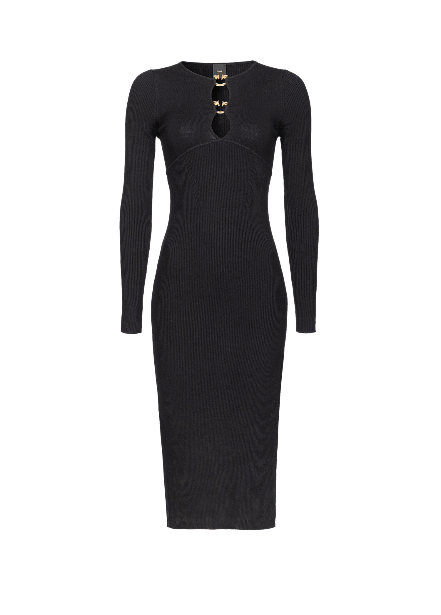 Leone Siyah Yün Aksesuar Detaylı Uzun Kollu Kadın Uzun Elbise