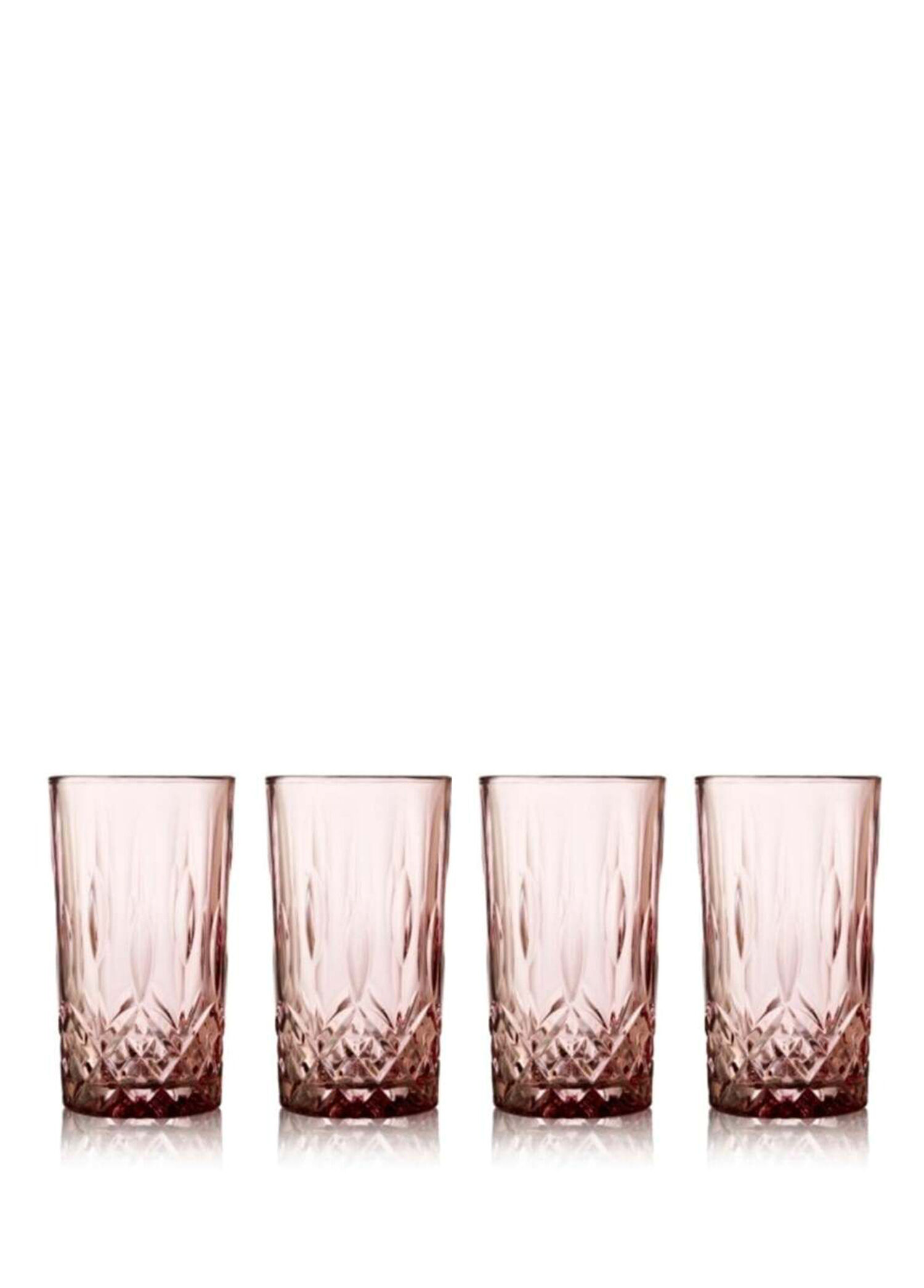 Sorrento Pembe Cam 4'lü Highball Bardağı Seti