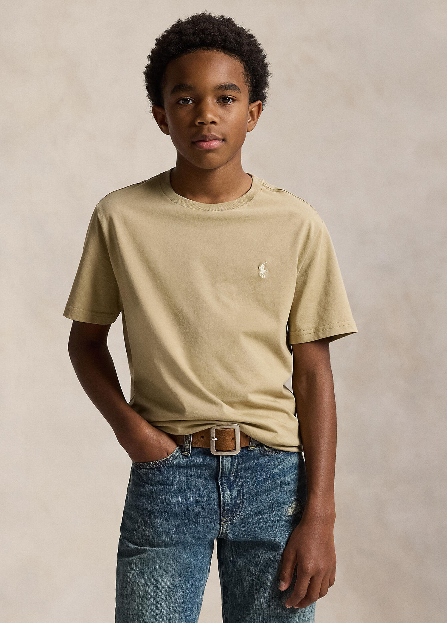 Haki Logo Nakışlı Erkek Çocuk T-shirt