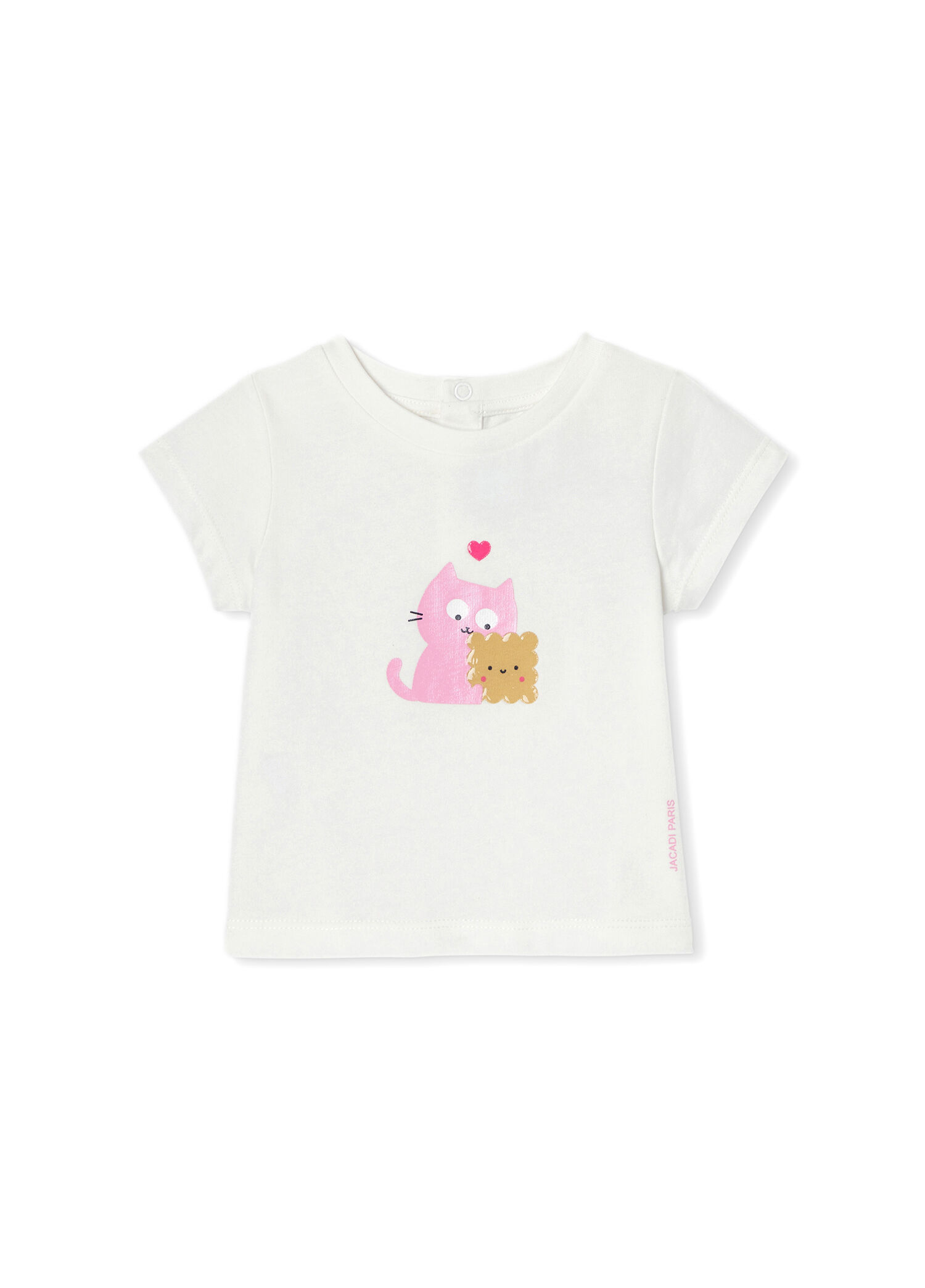 Beyaz Parlak Efekt Baskılı Kısa Kollu Kız Bebek  T-Shirt
