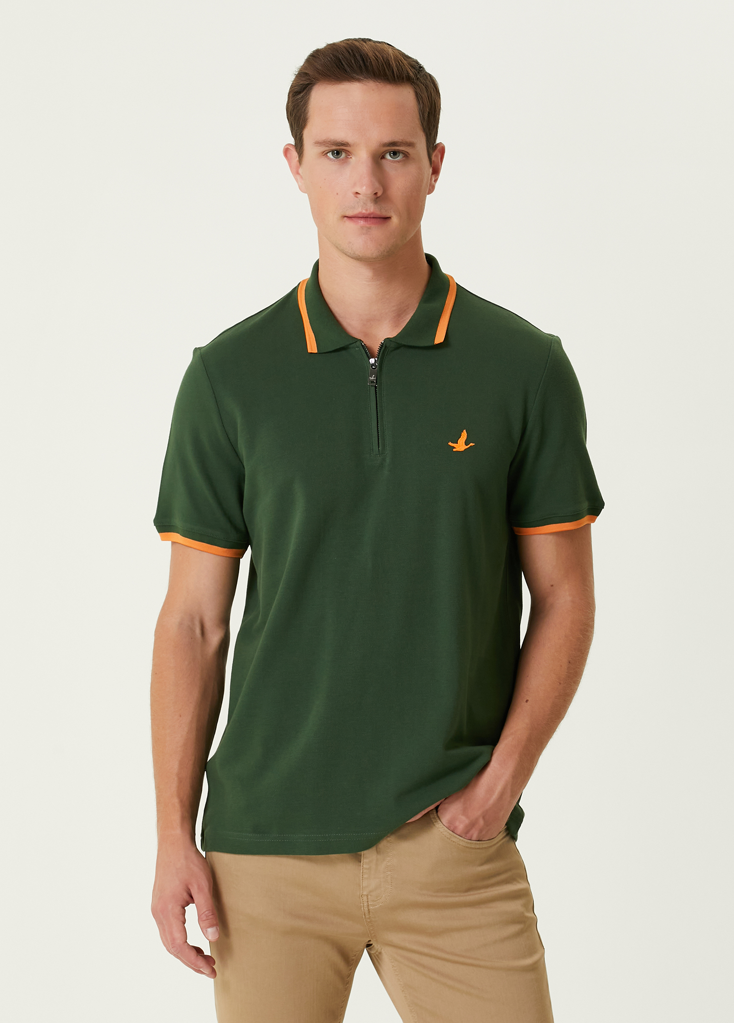 Turuncu Yeşil Polo Yaka T-shirt