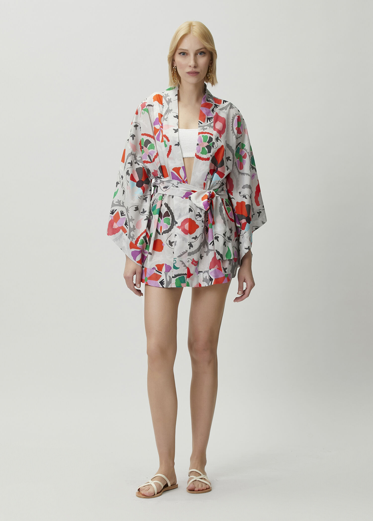 Gri Desenli Kimono
