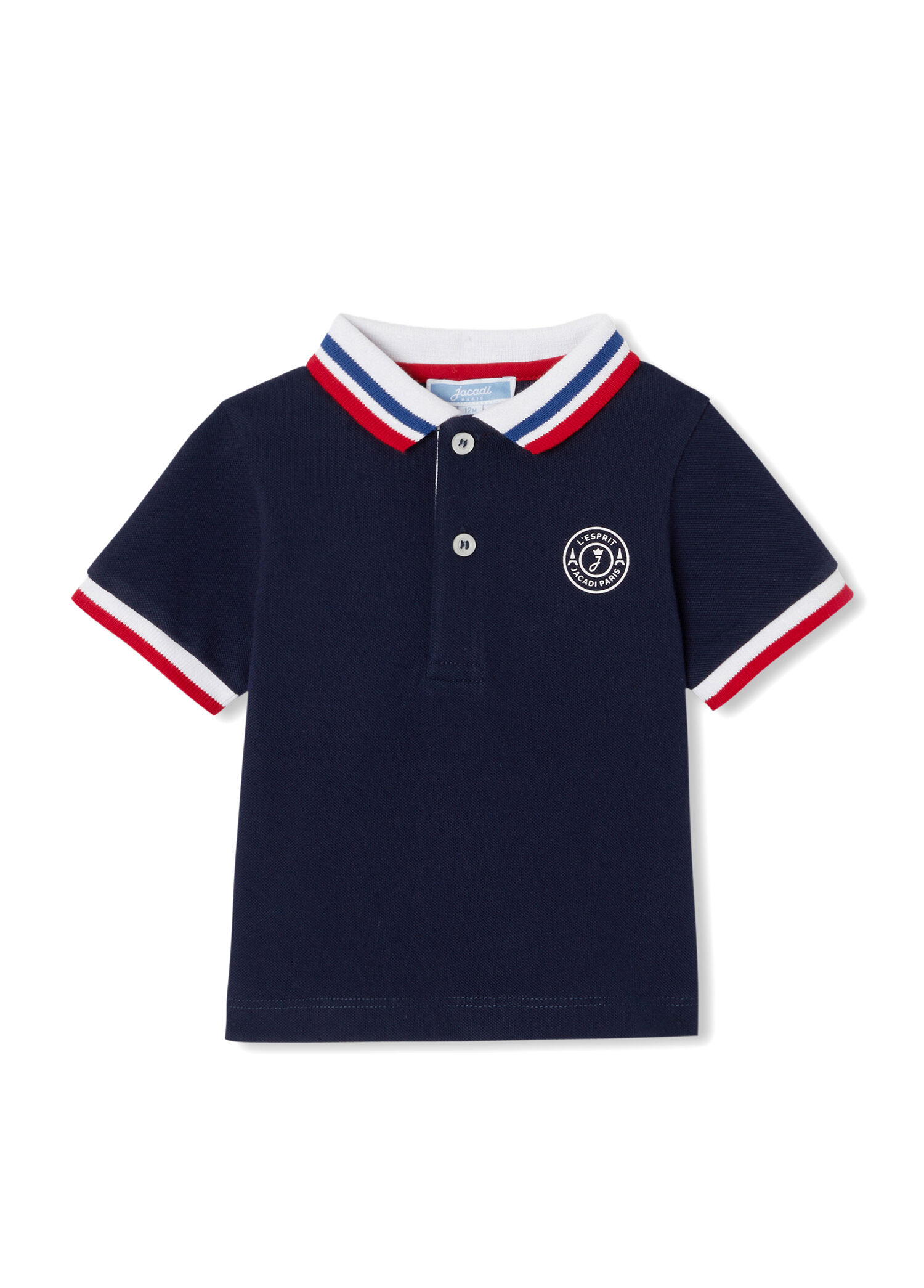 Lacivert Pamuklu Polo Yaka Kısa Kollu Erkek Bebek T-shirt