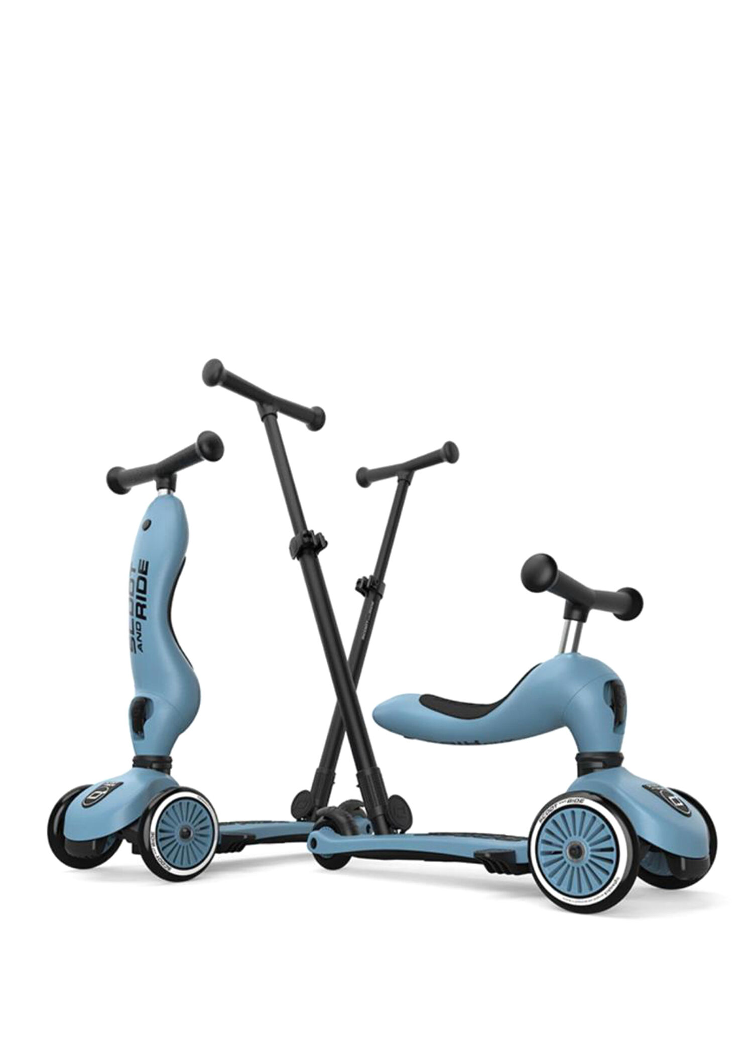 Highwaykick 1 Push and Go Mavi 2'si 1 Arada Ebeveyn Kontrollü 3 Tekerlekli 1-5 Yaş Çocuk Scooter