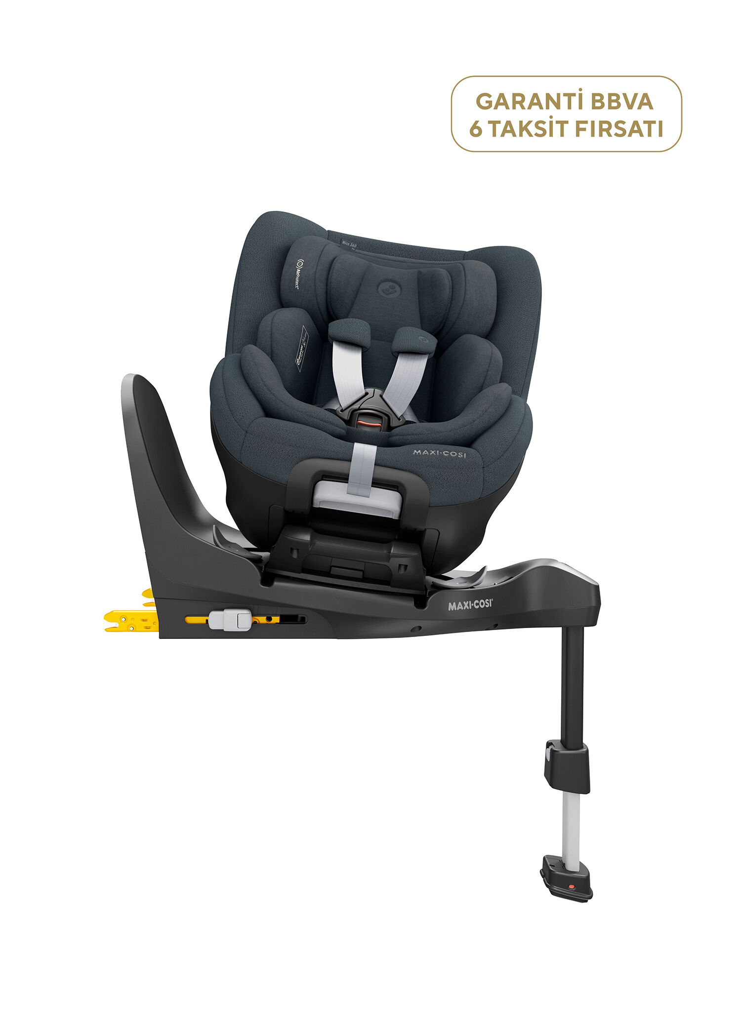 Mica 360 Pro I-Size SlideTech Kızaklı İsofix'li 360° Dönebilir Yatabilir 0-18 kg  Authentic Graphite Bebek Oto Koltuğu
