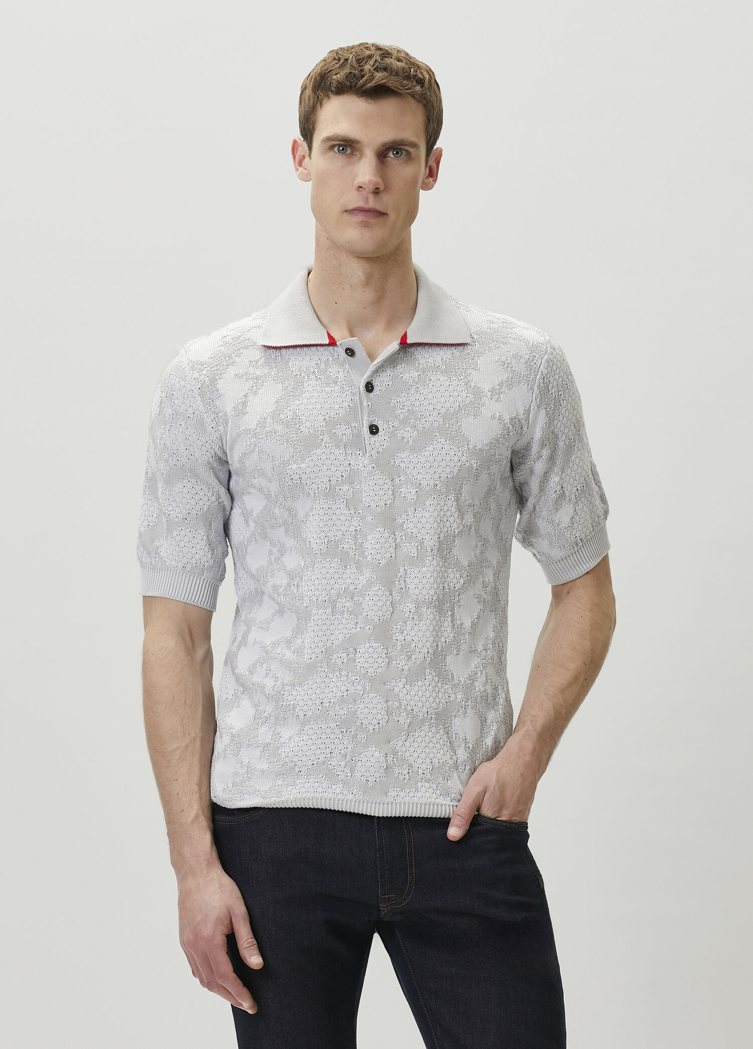 Gri Desenli Polo T-shirt