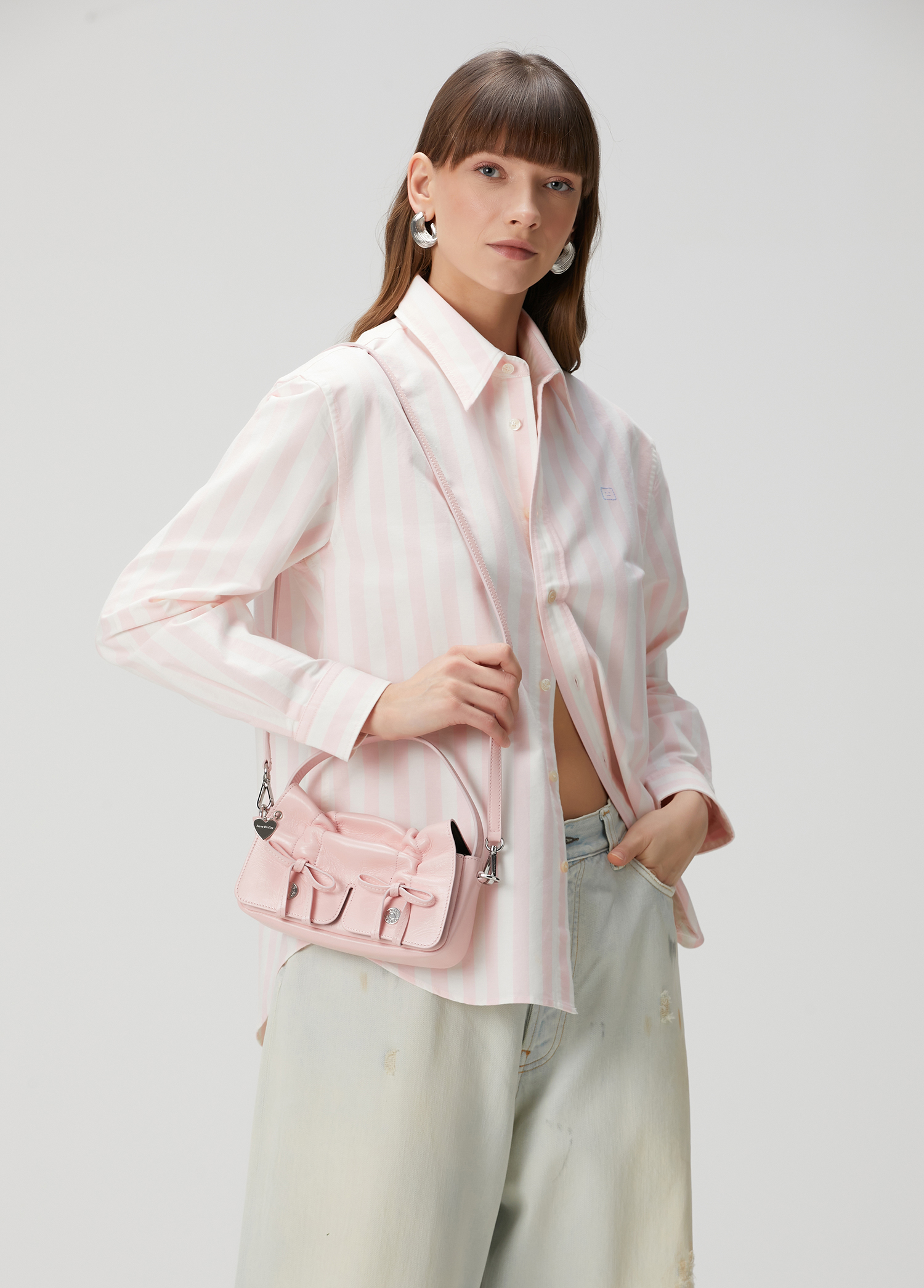 Acne Studios - Multipocket Micro Pembe Kadın Deri Çanta - Pembe