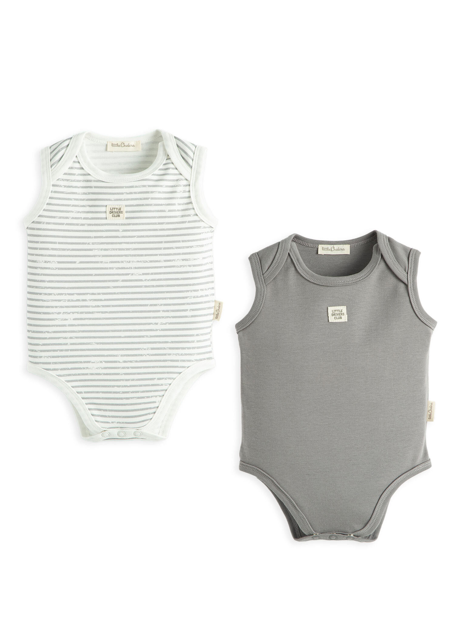 Little Driver Antrasit Pamuklu Kolsuz 2'li Unisex Çocuk Body Set