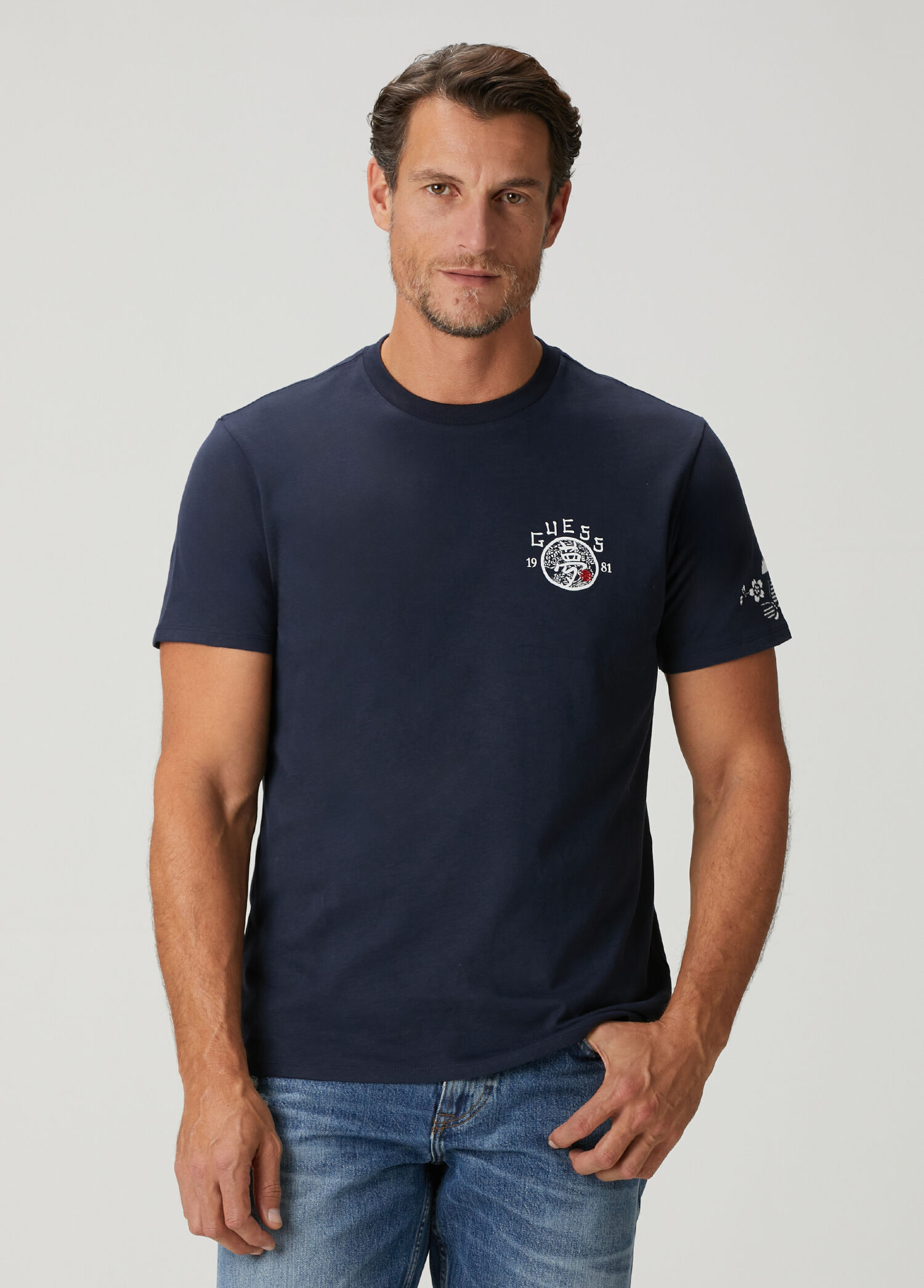 Regular Fit Japanese Lacivert Jersey T-shirt