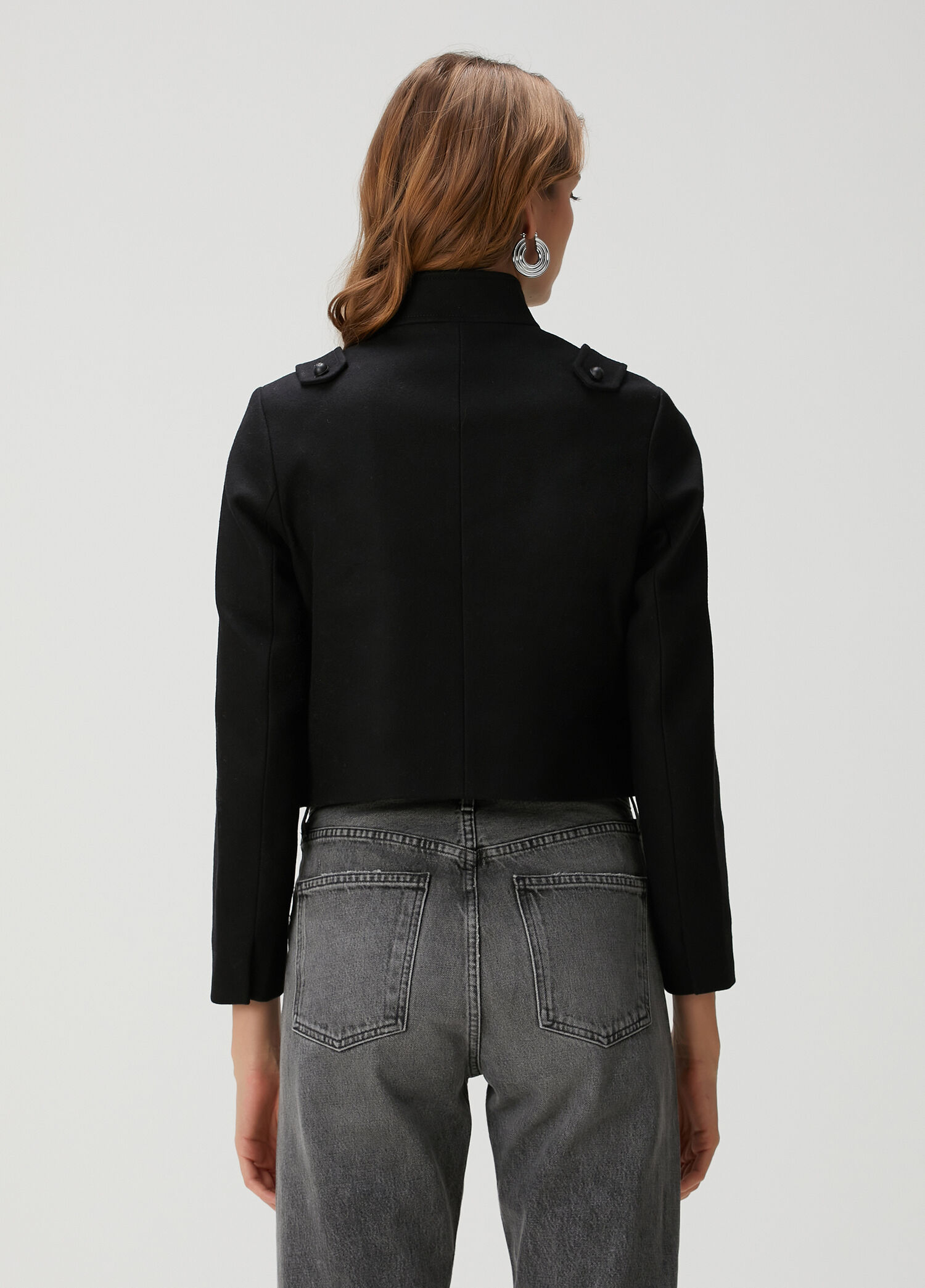 AllSaints - Rummy Black Crop Wool Jacket
