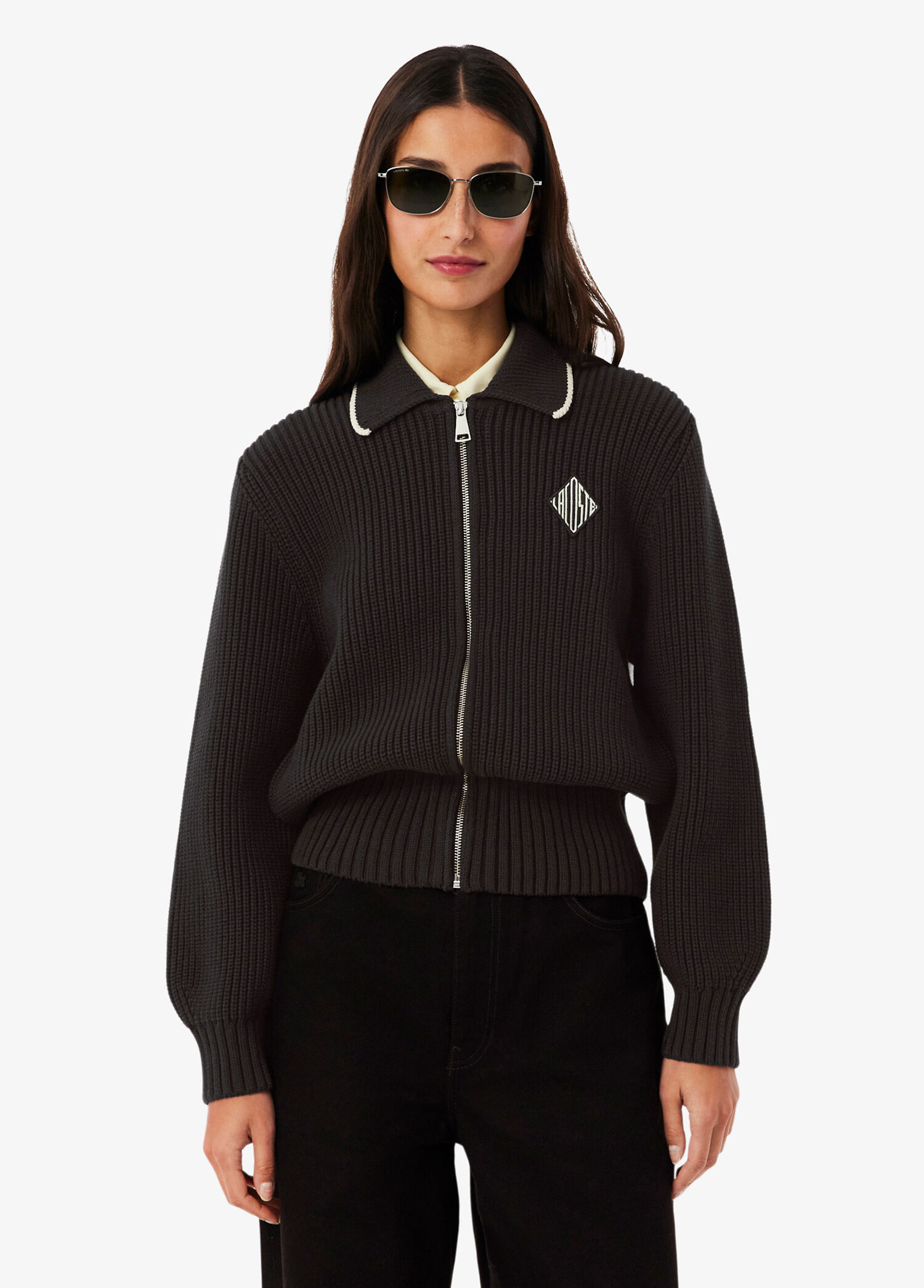Lacoste Kahverengi-3LA Kadın Kahverengi Loose Fit Fermuarlı Kadın