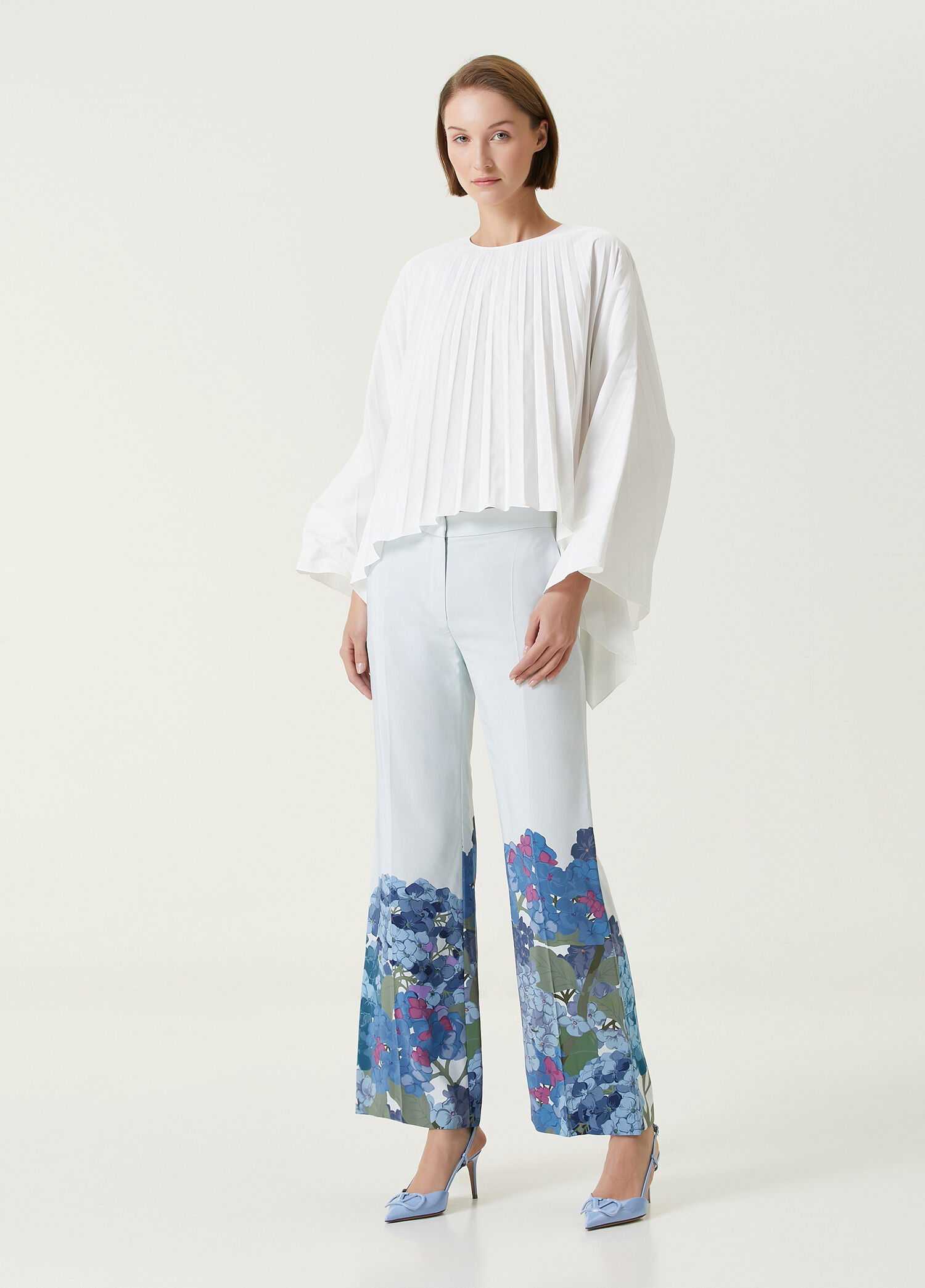 Blue Floral Silk Pants