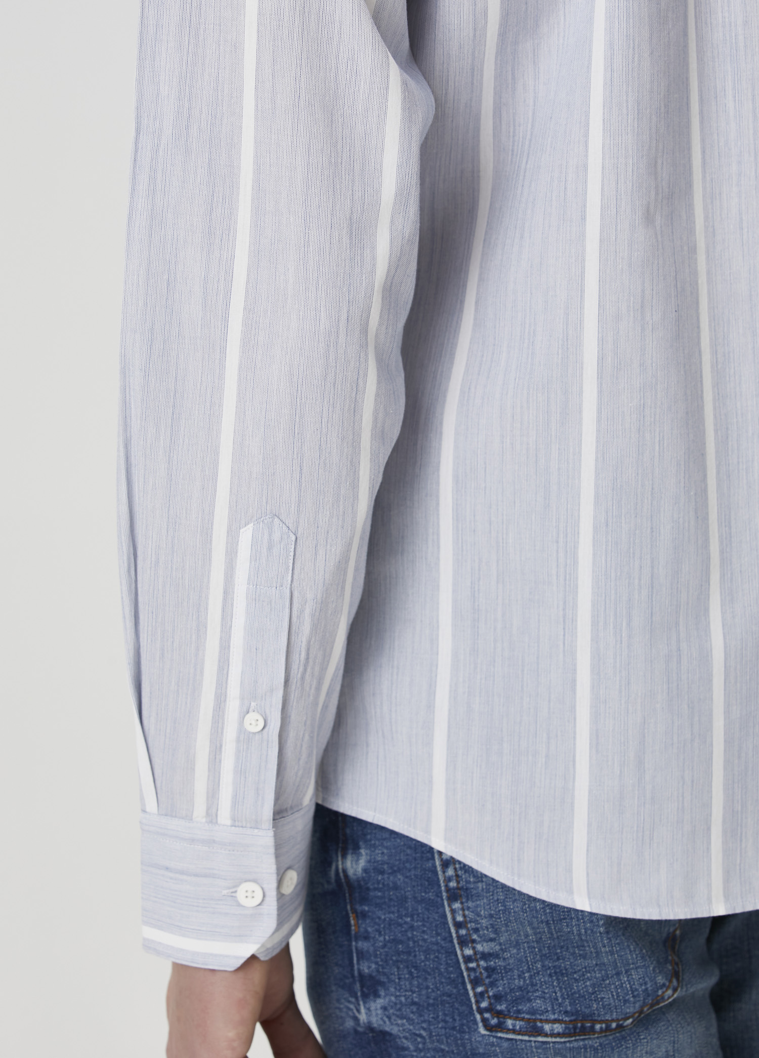Comfort Fit Açık Mavi Çizgi Desenli Gömlek_6