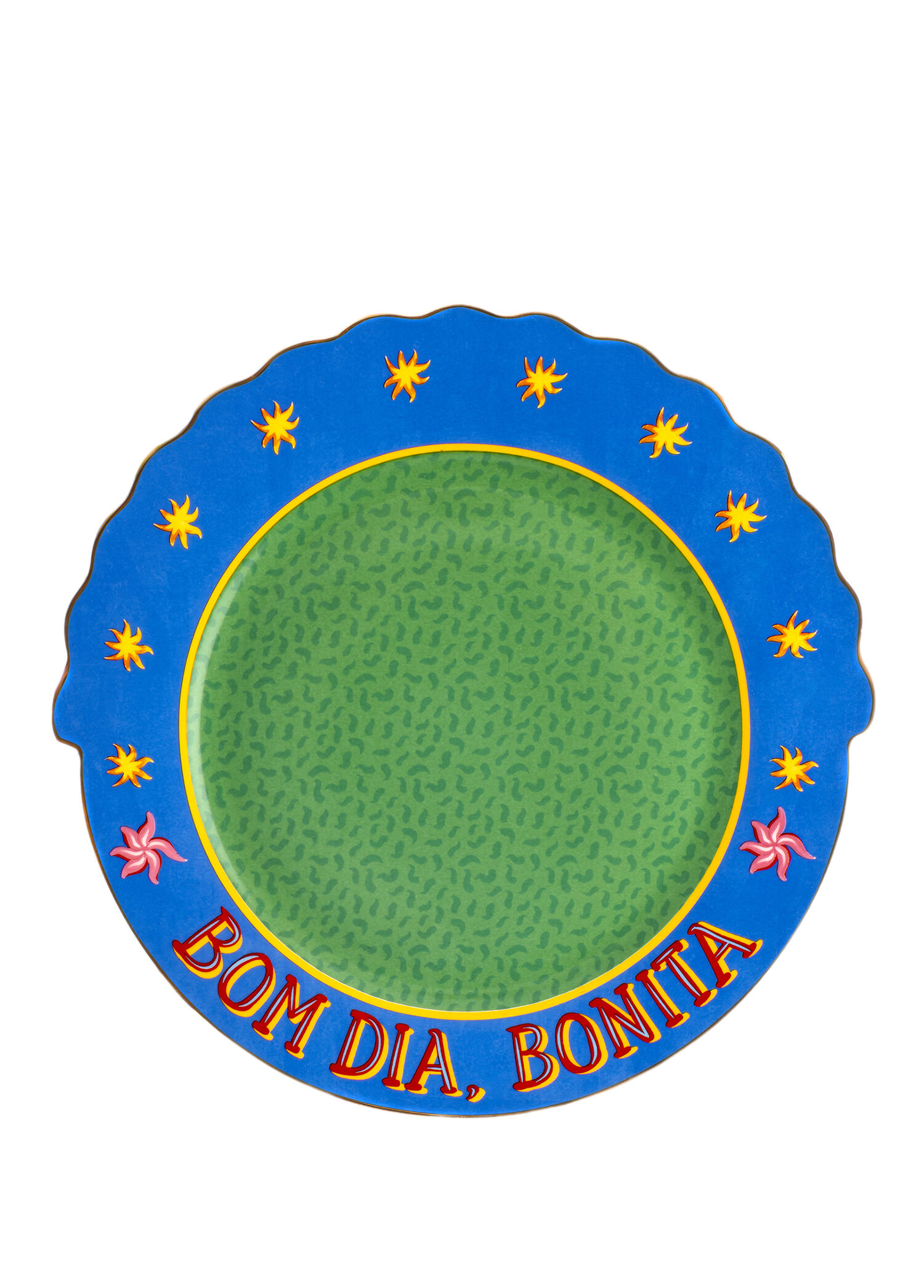 Luohu Yeşil Desenli Porselen Yemek Tabağı 28 cm