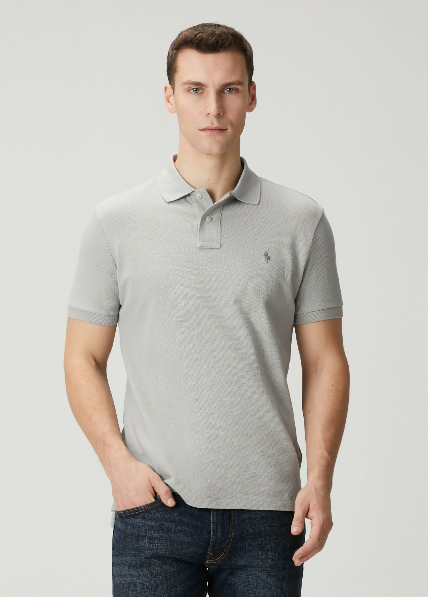 Gri Polo Yaka T-shirt
