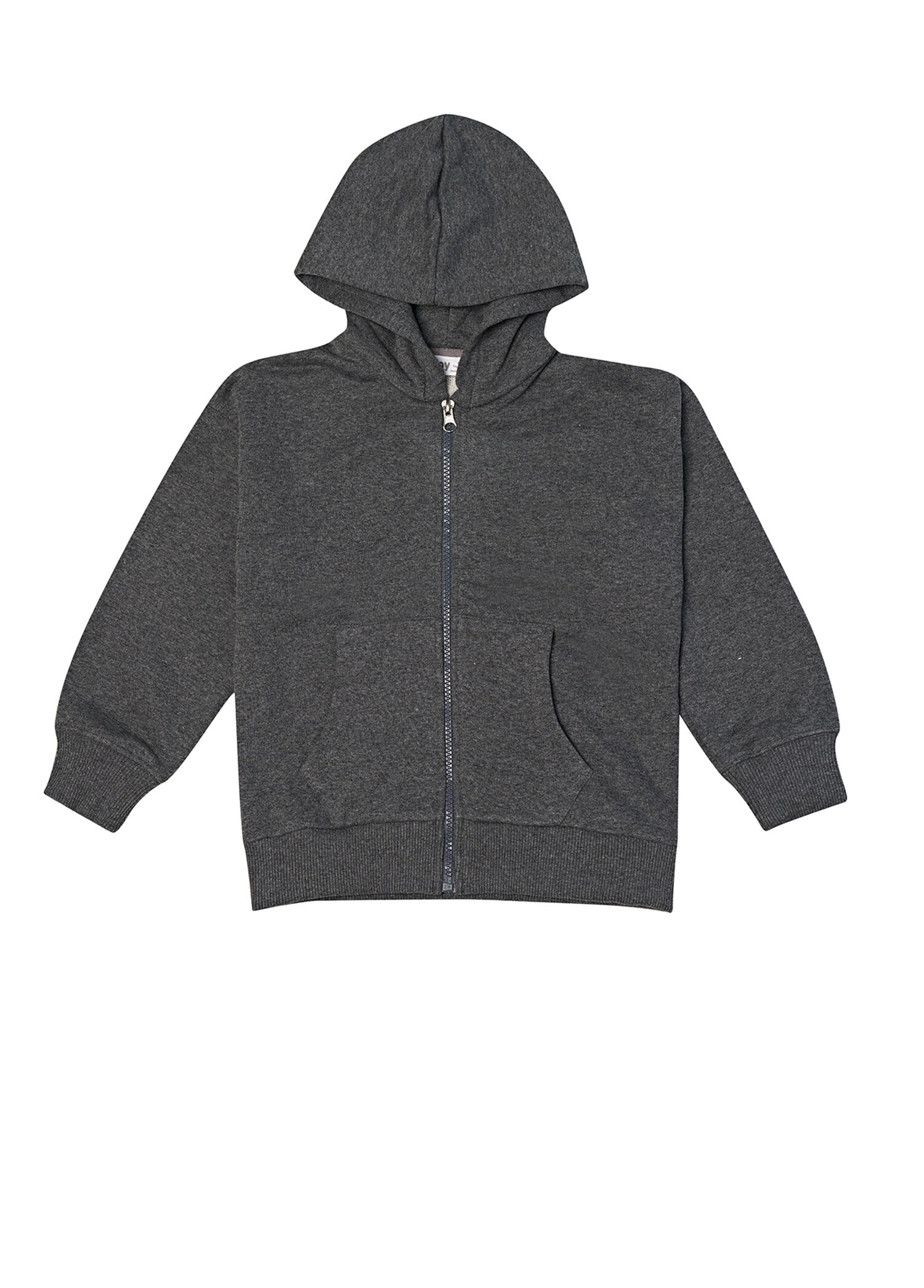 Koyu Gri Kapüşonlu Fermuarlı Unisex Çocuk Sweatshirt
