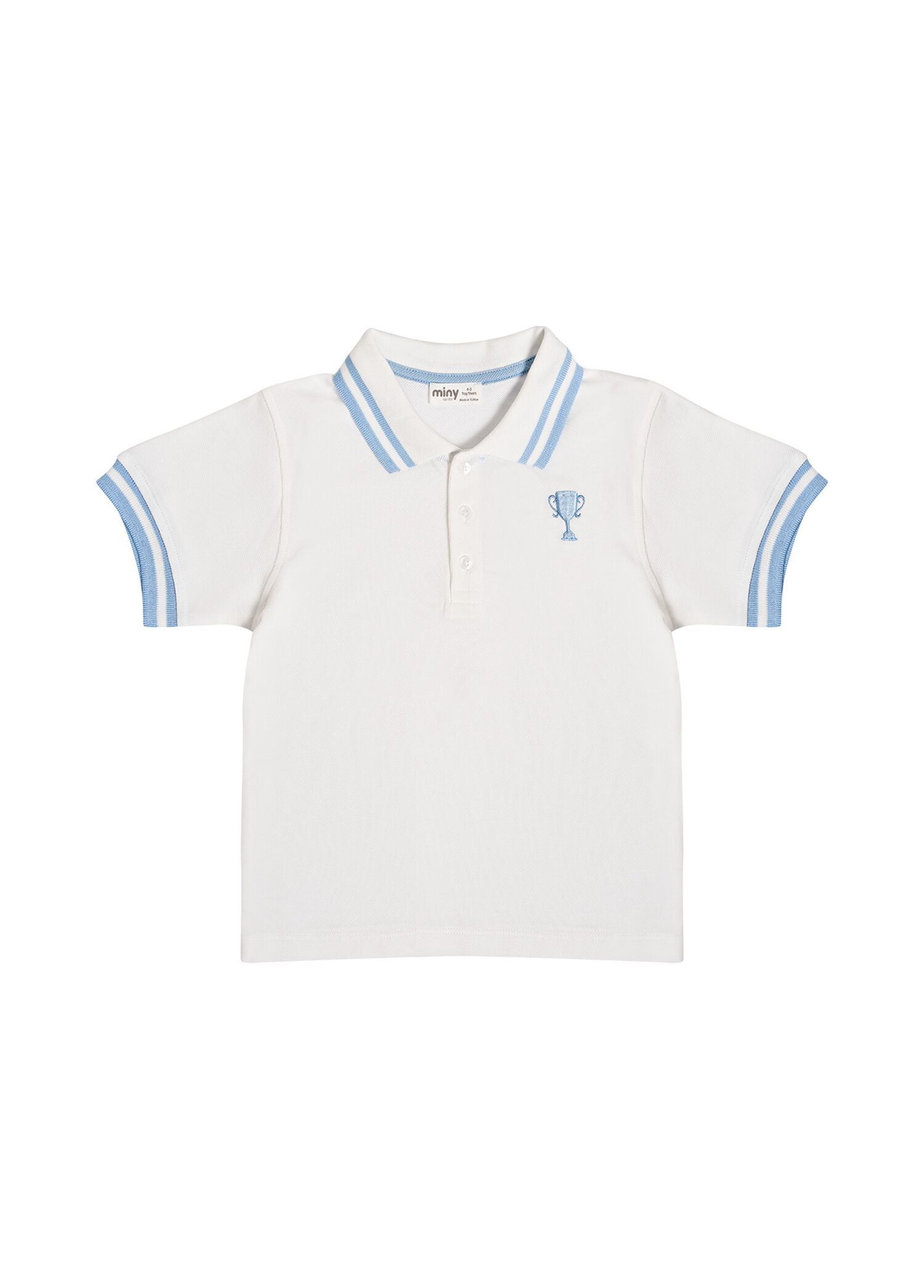 Beyaz Polo Yaka Erkek Çocuk T- Shirt
