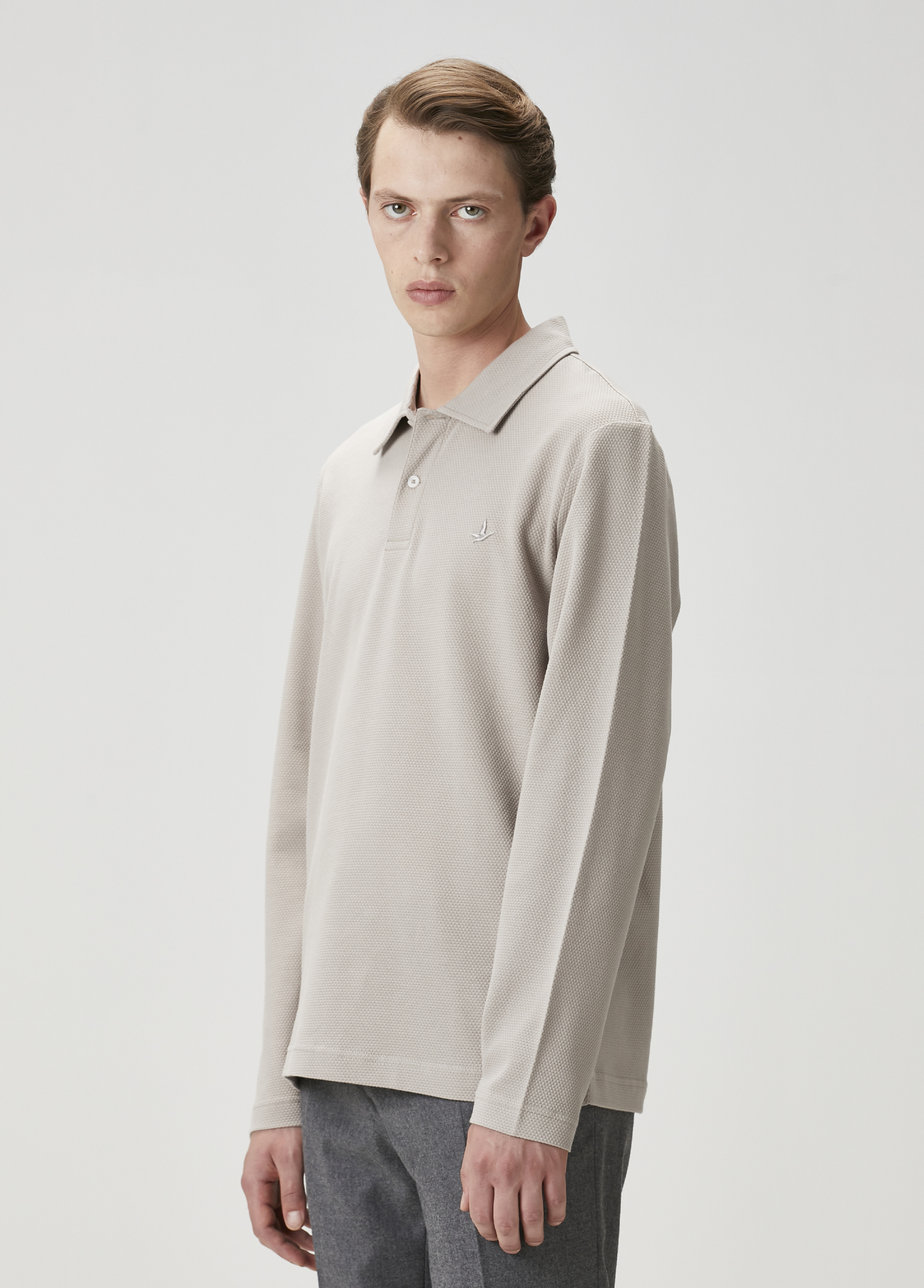 Bej Polo Yaka Sweatshirt_3