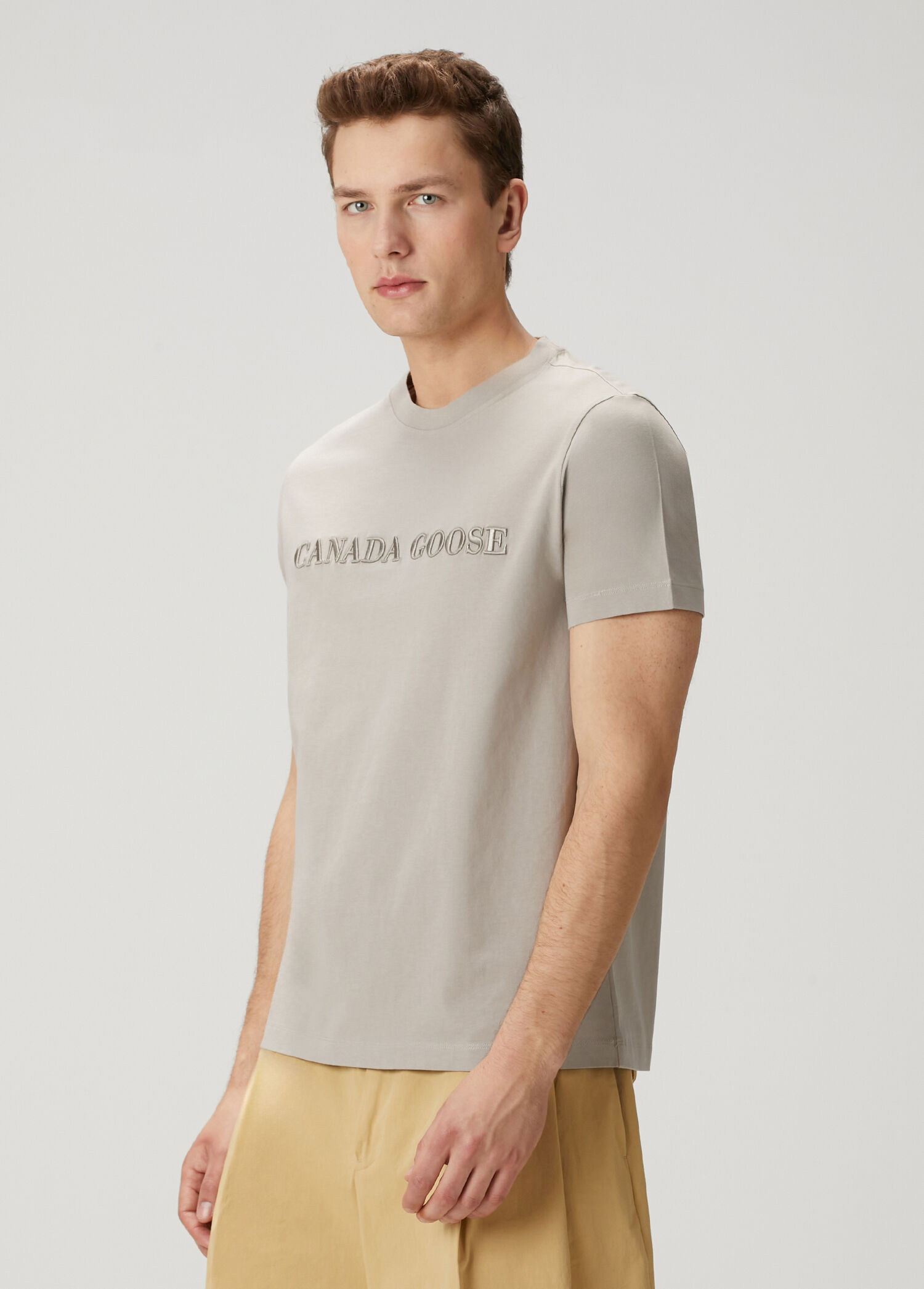 Canada Goose Bej Erkek Emersen Bej Logo Nakışlı T-shirt 1722956