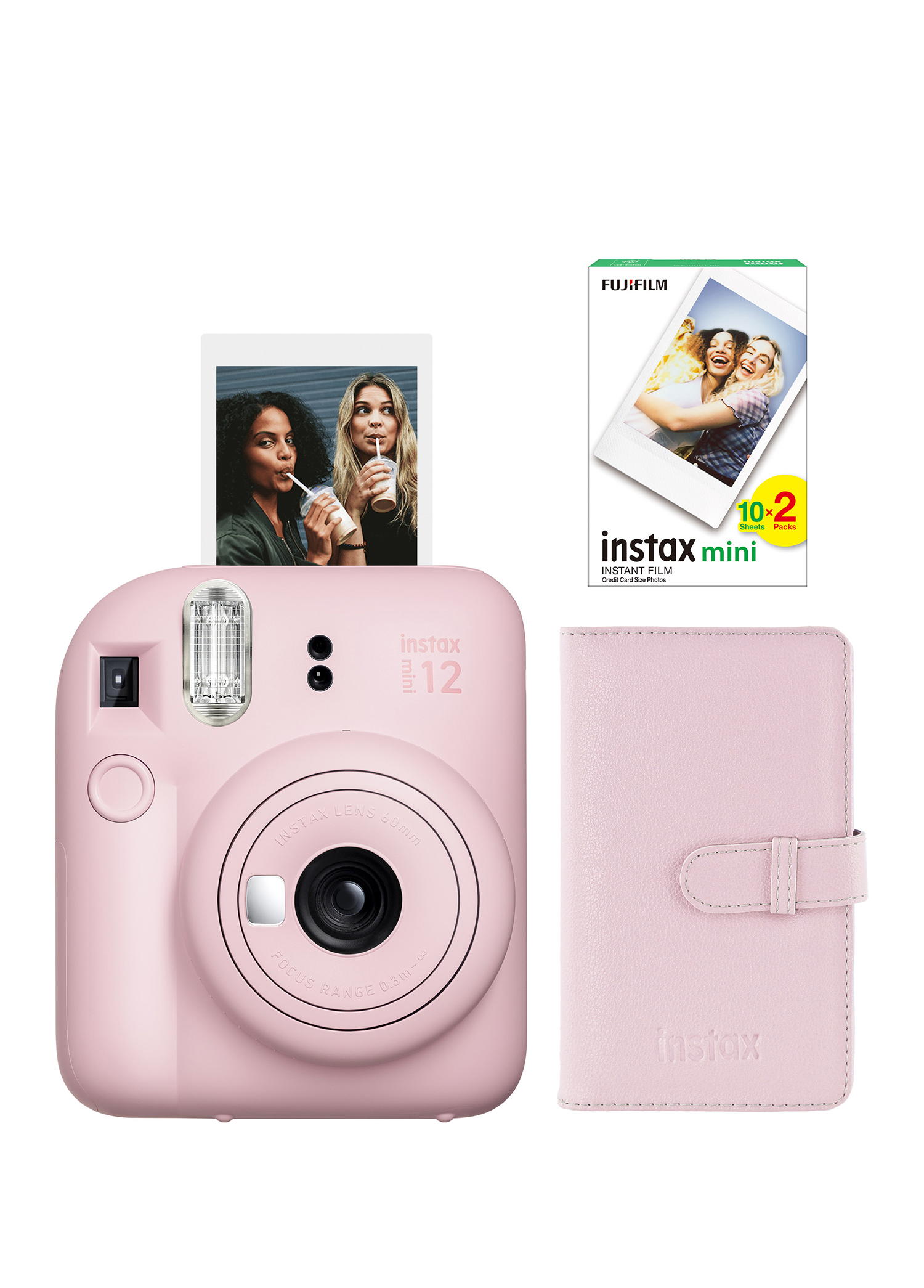 Instax Mini 12 Pembe Fotoğraf Makinesi + 20'li Film ve Laporta Albüm Seti