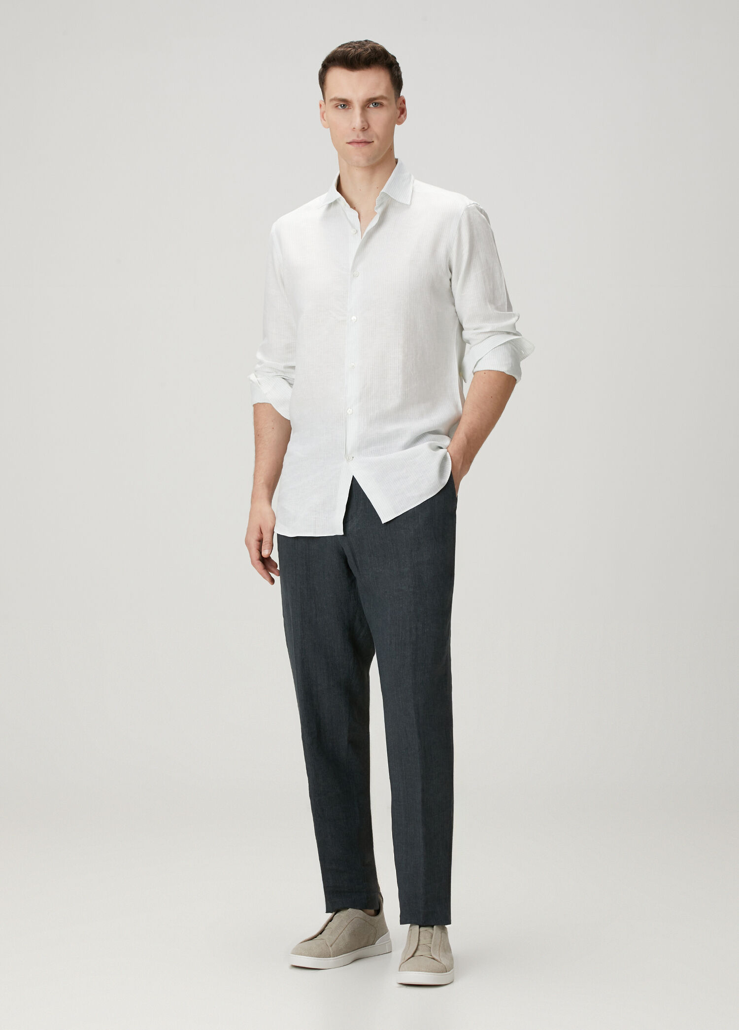 Lacivert Keten Formal Pantolon
