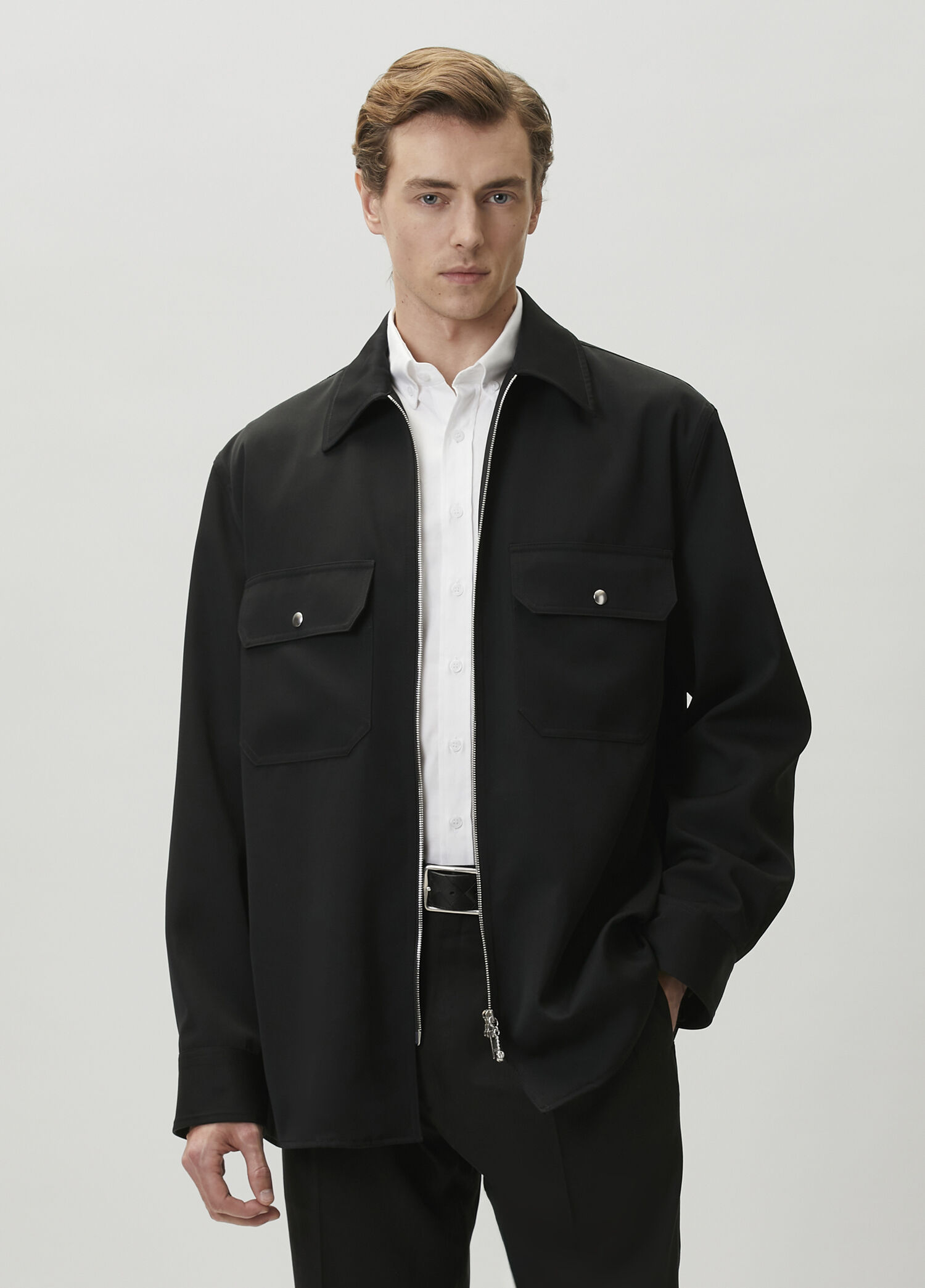 Black Wool Outer Shirt