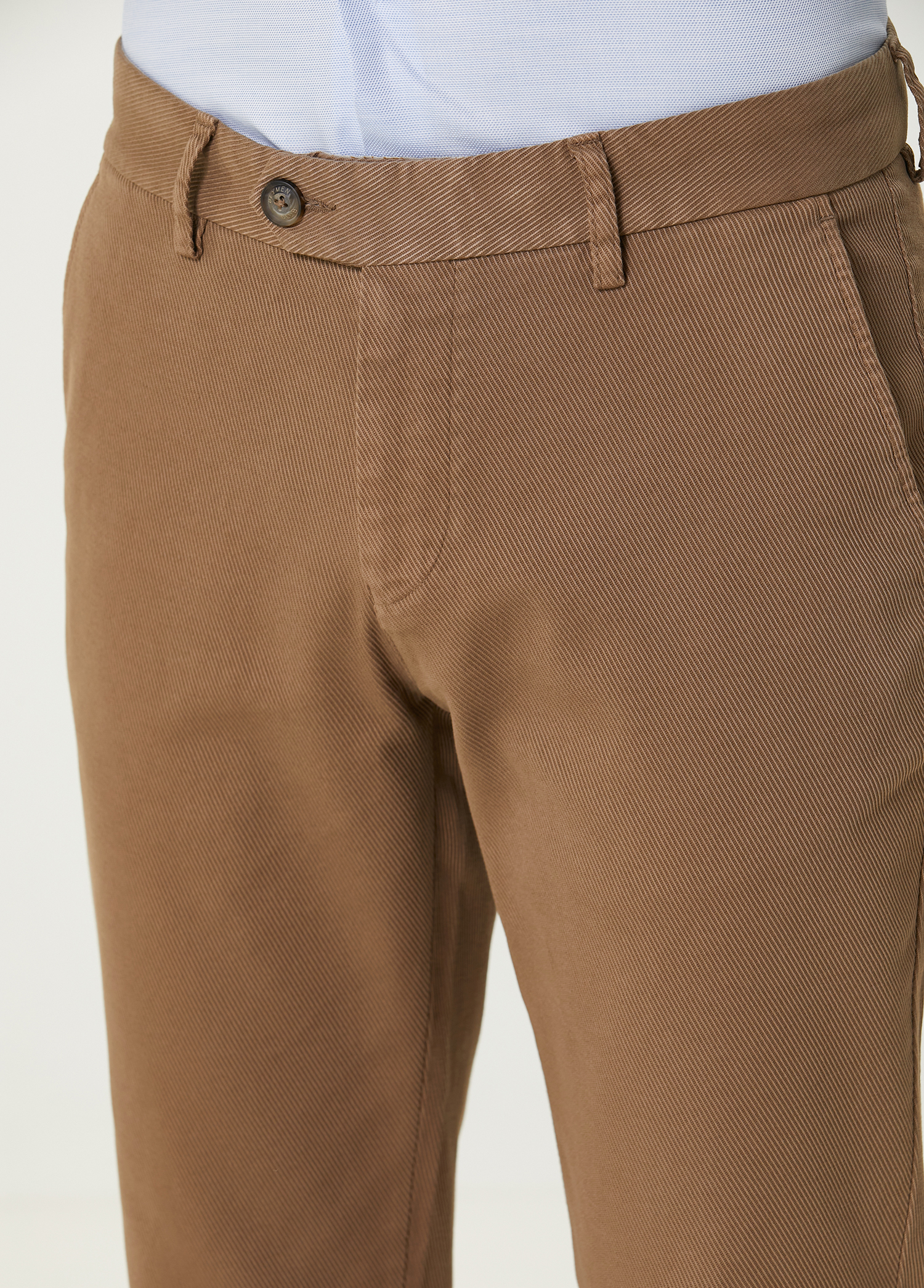 Slim Fit Vizon Twill Dokulu Chino Pantolon_3